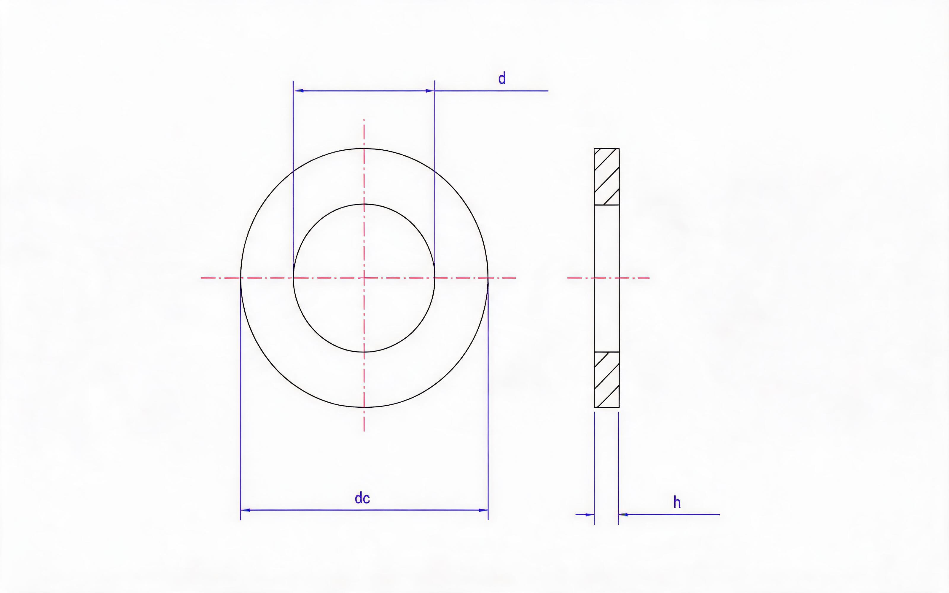 Flat washer, plain washer Standard Drawing