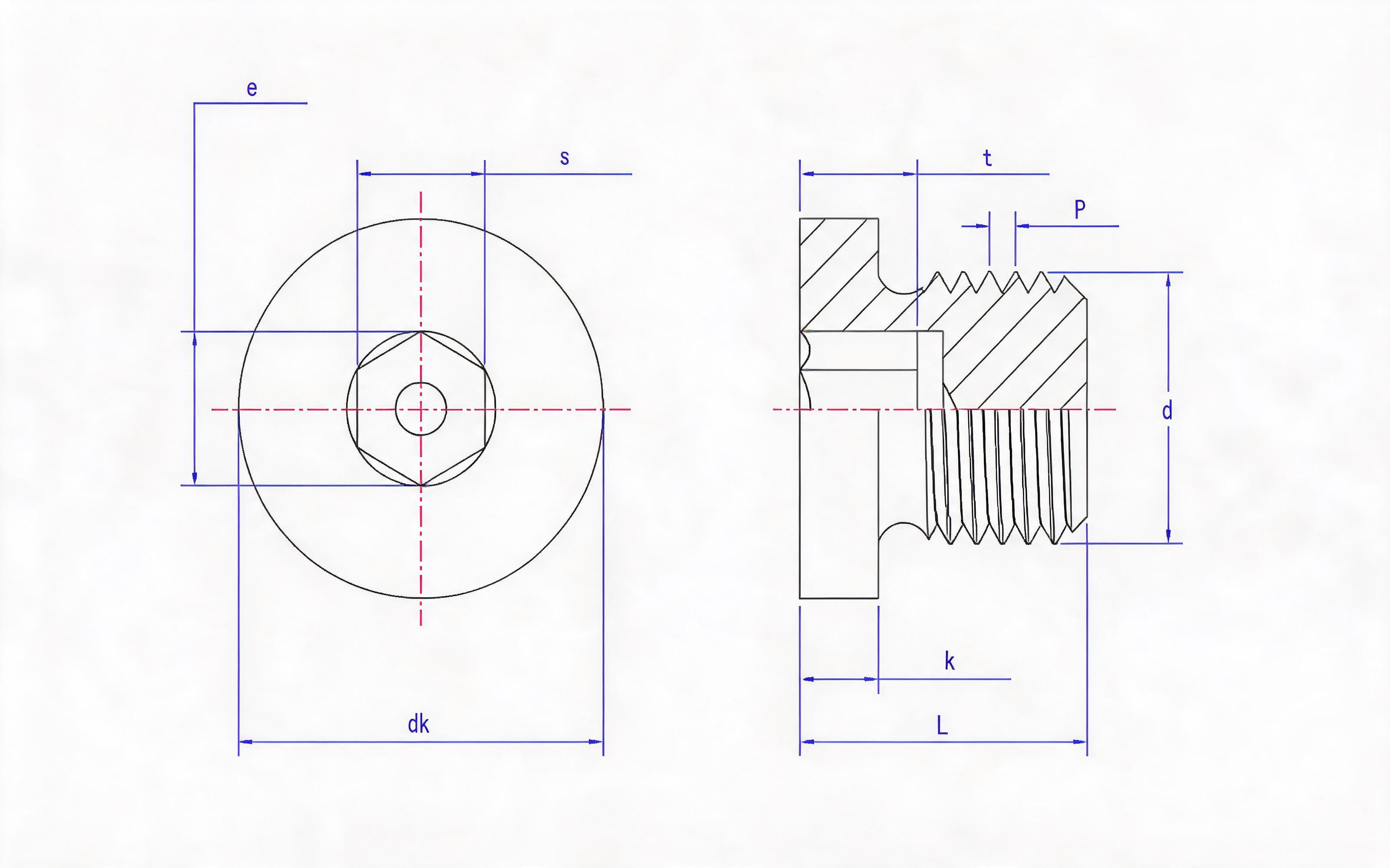 Hexagon socket cylinder head plug Standard Drawing