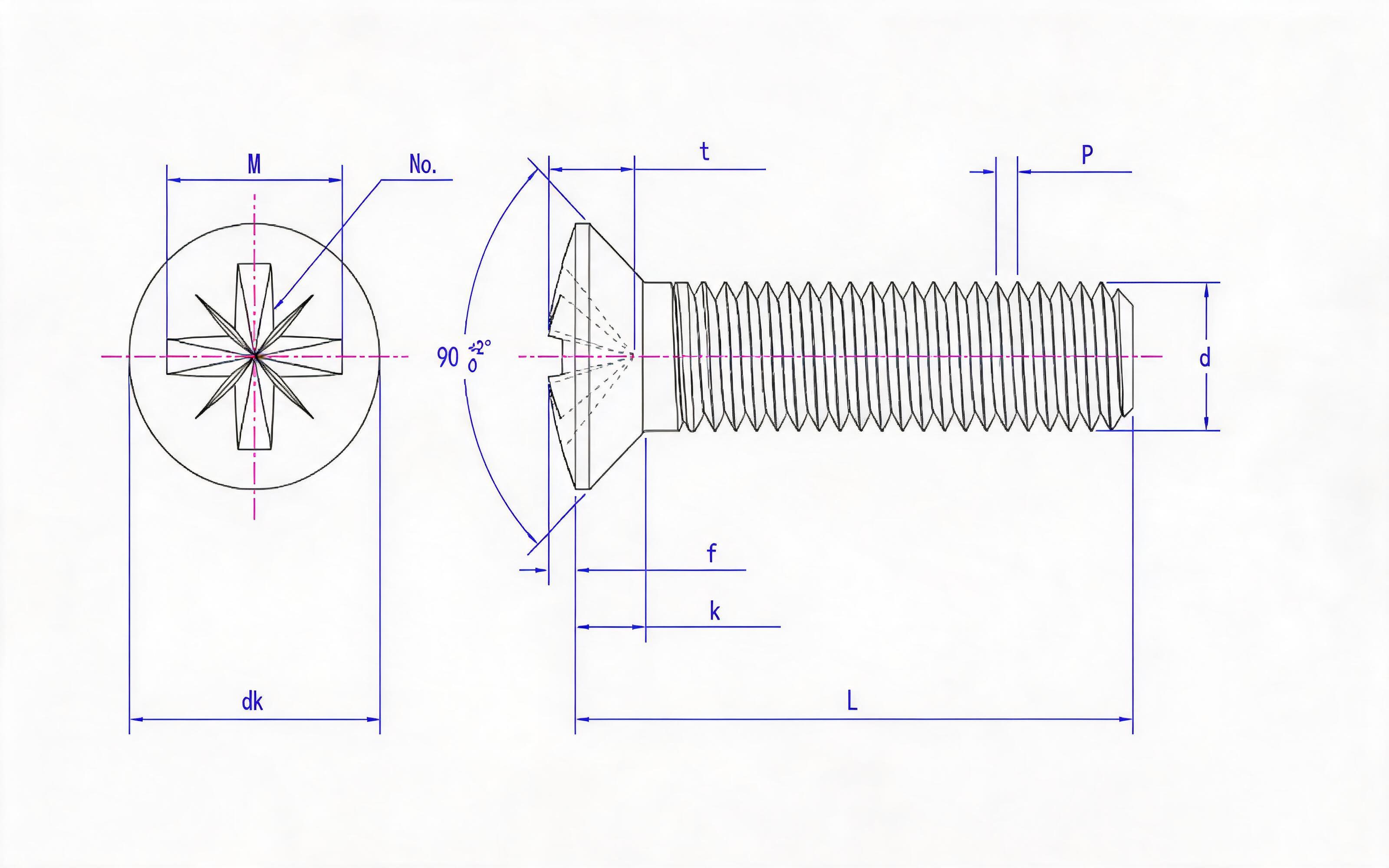 RAISED SLOT COUNTERSUNK HEAD SCREW (Z-SLOT) Standard Drawing