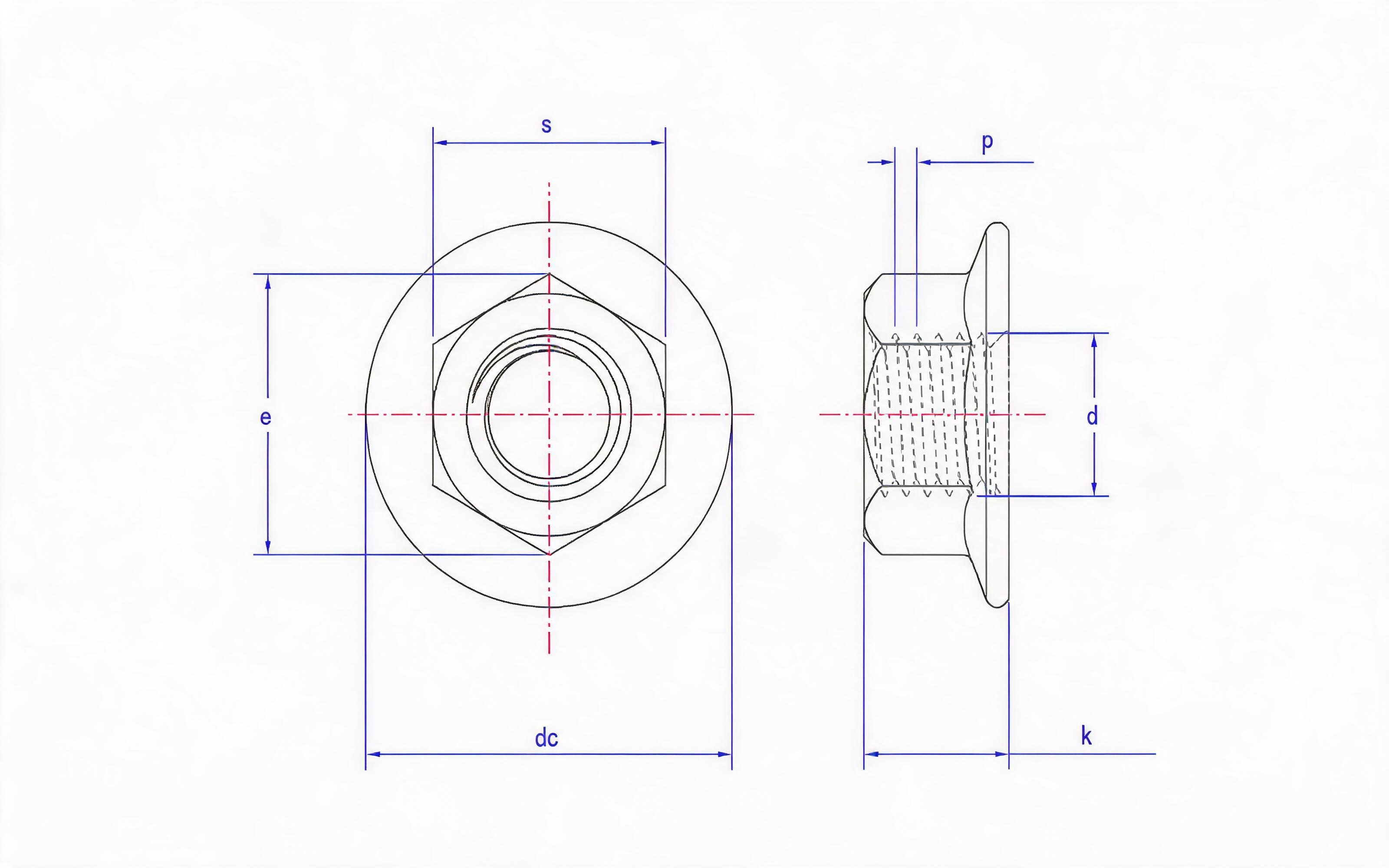 FINE THREAD HEXAGON FLANGE NUT Standard Drawing