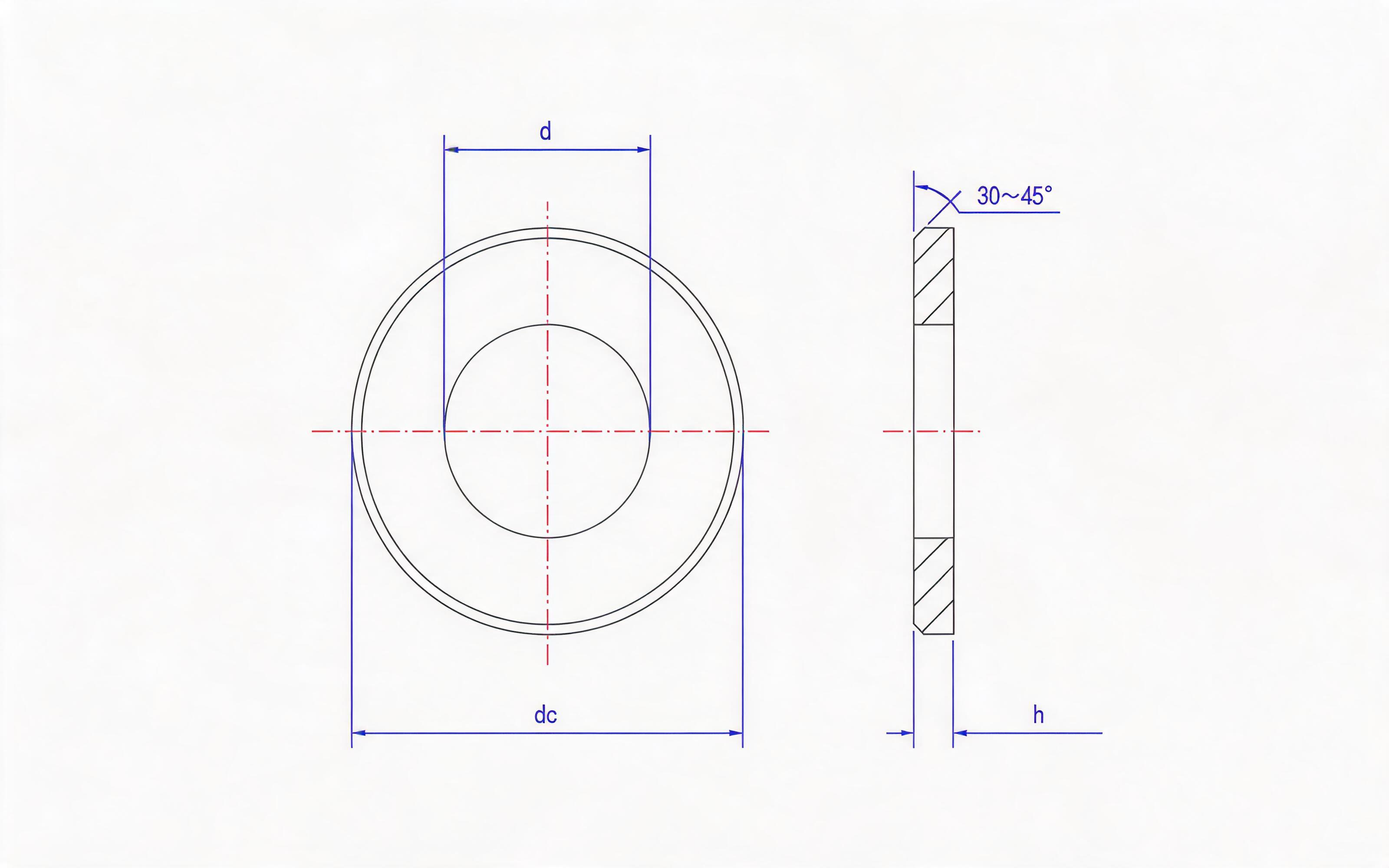 Chamfered flat washer Standard Drawing