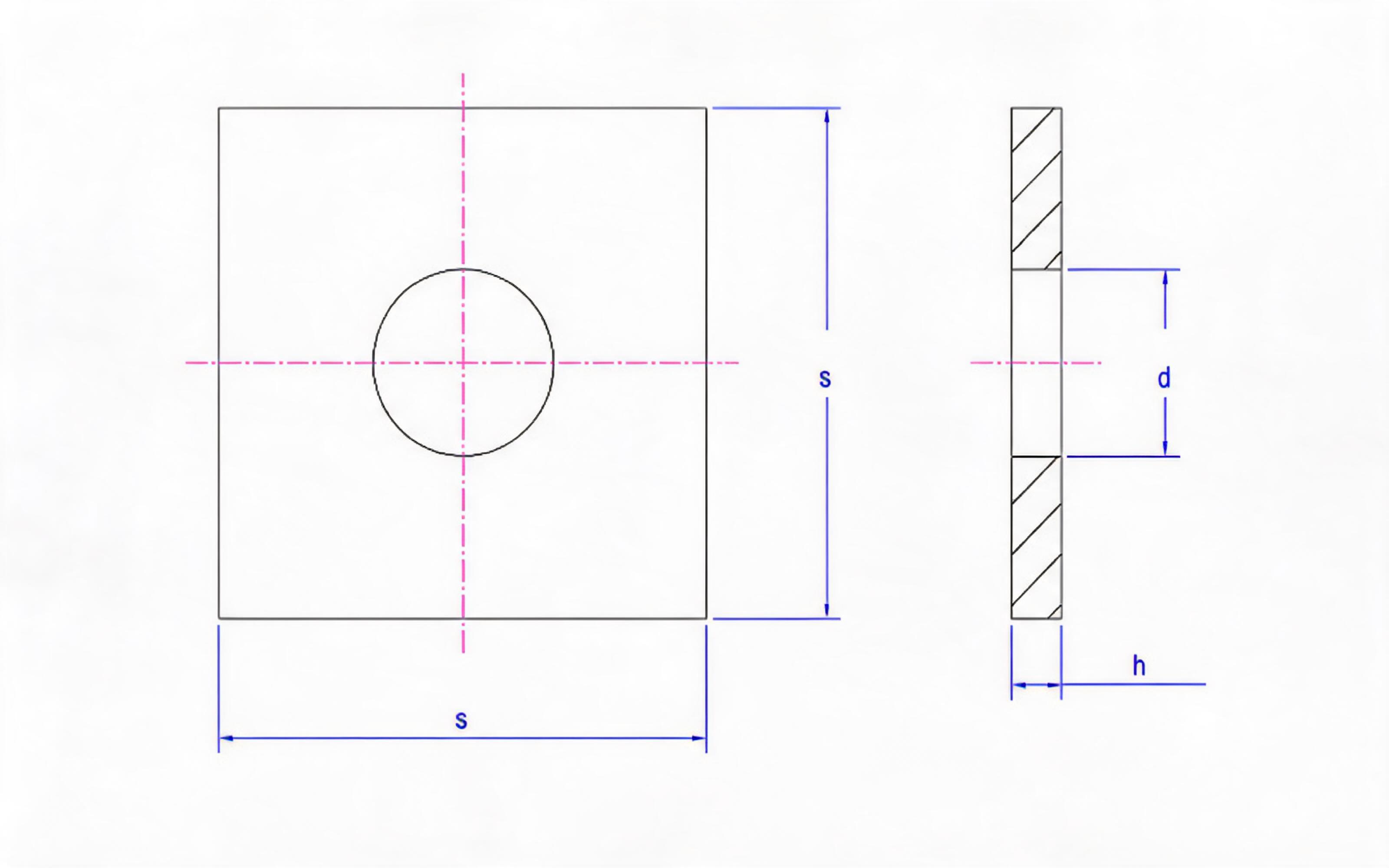 SQUARE WASHER FOR WOOD STRUCTURE Standard Drawing
