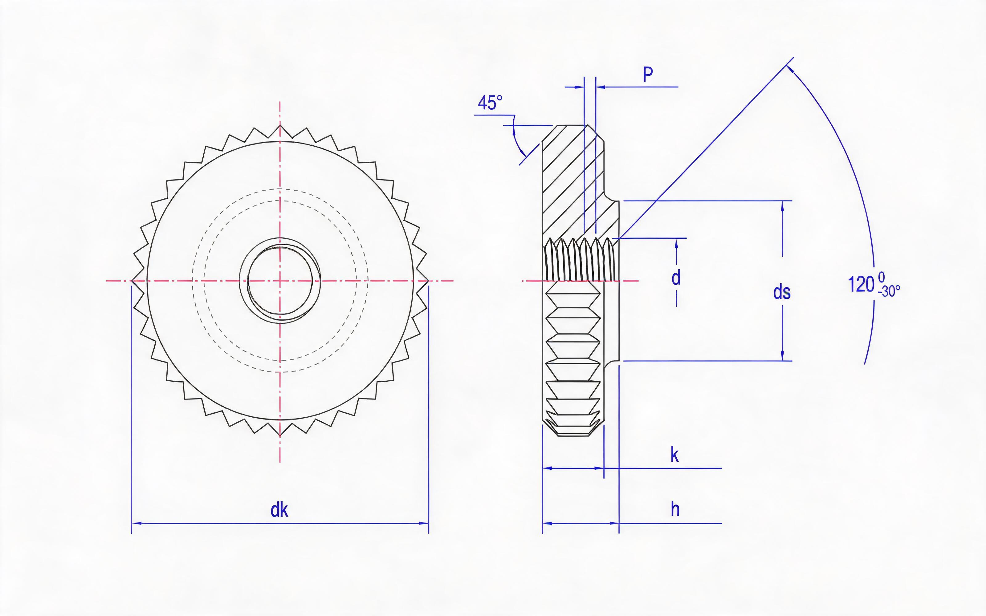 Knurled nut Standard Drawing