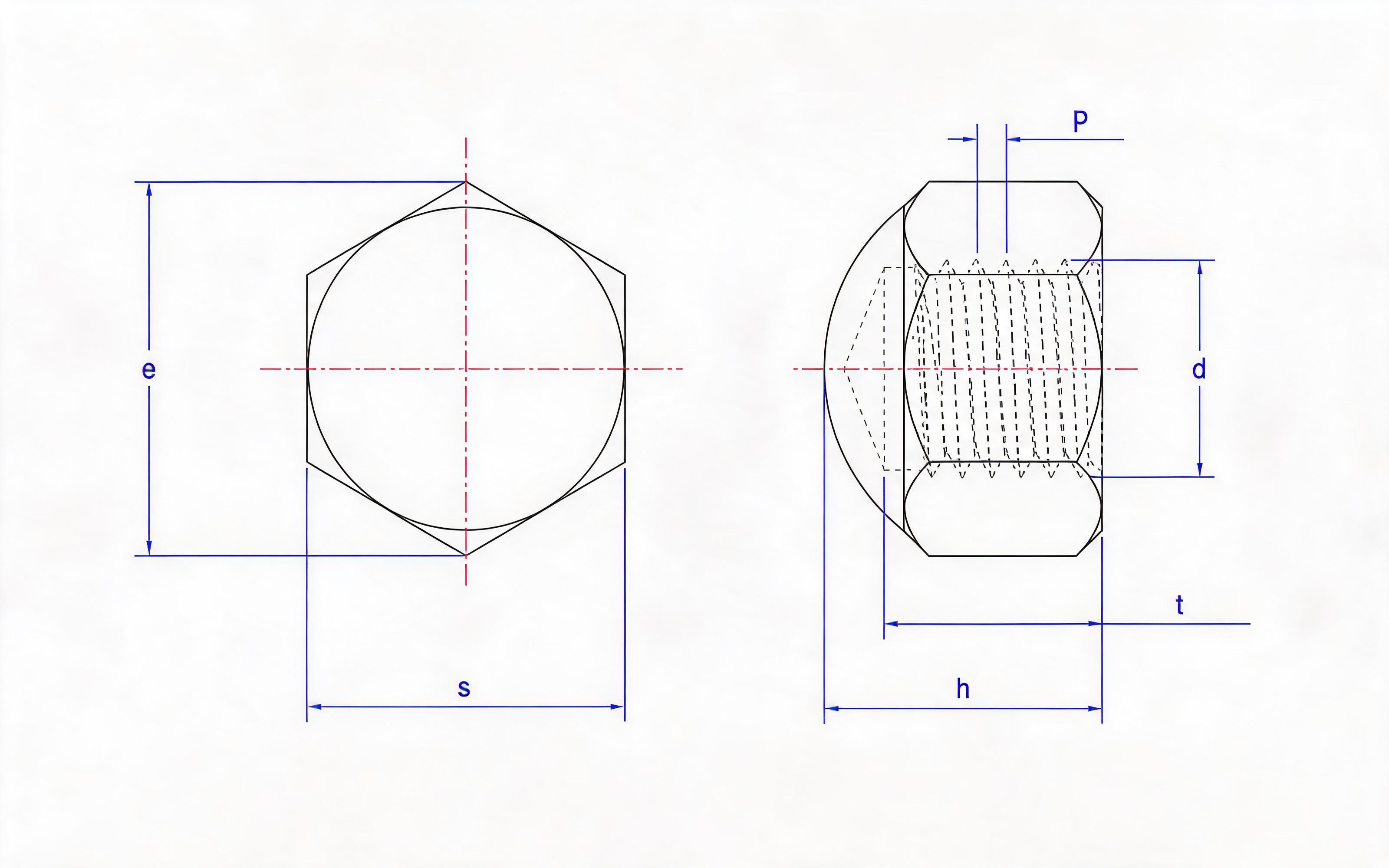 Low-type hexagon cap nut (d ≥ 12mm) Standard Drawing