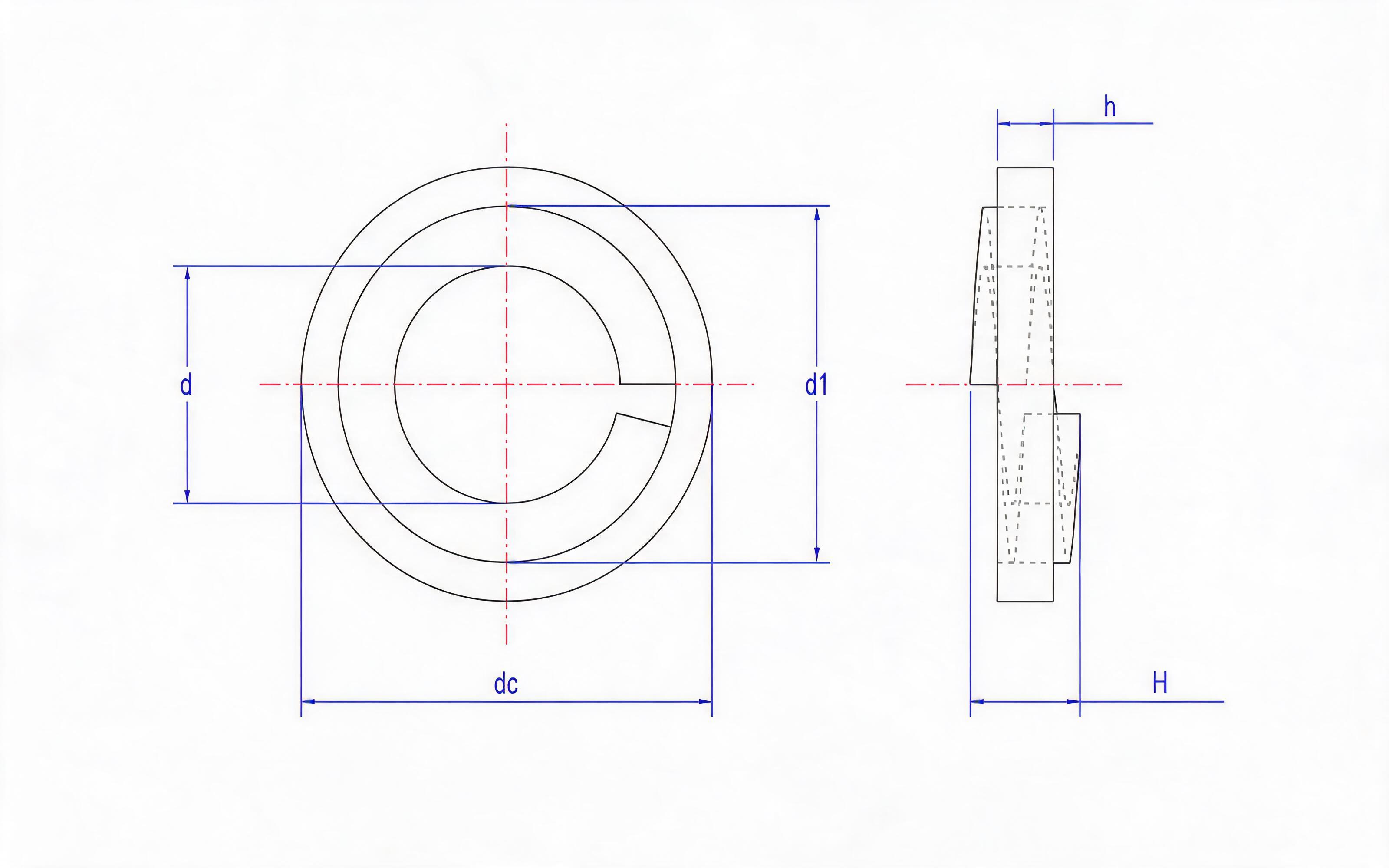 Spring washer with safety ring (Type B) Standard Drawing