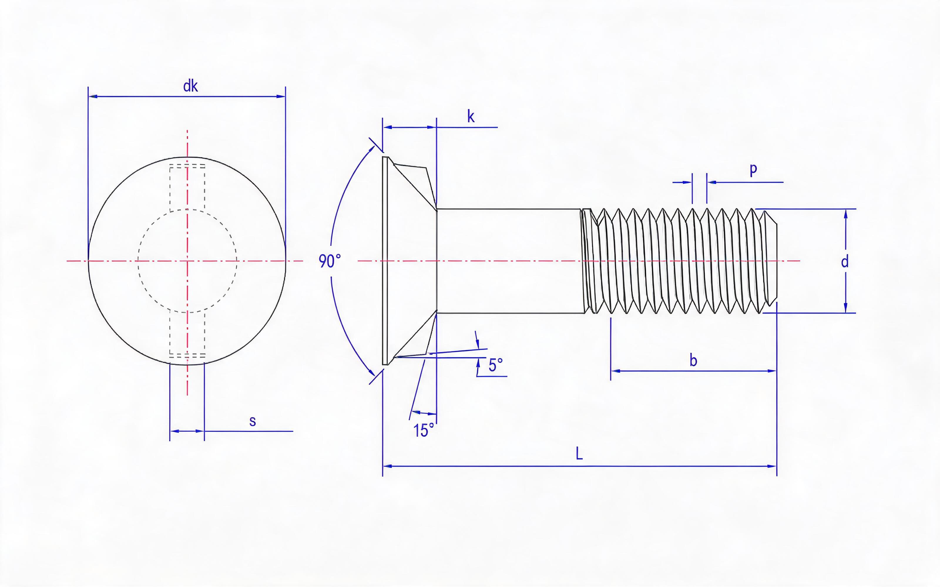 Countersunk double tenon bolts for agricultural machinery Standard Drawing