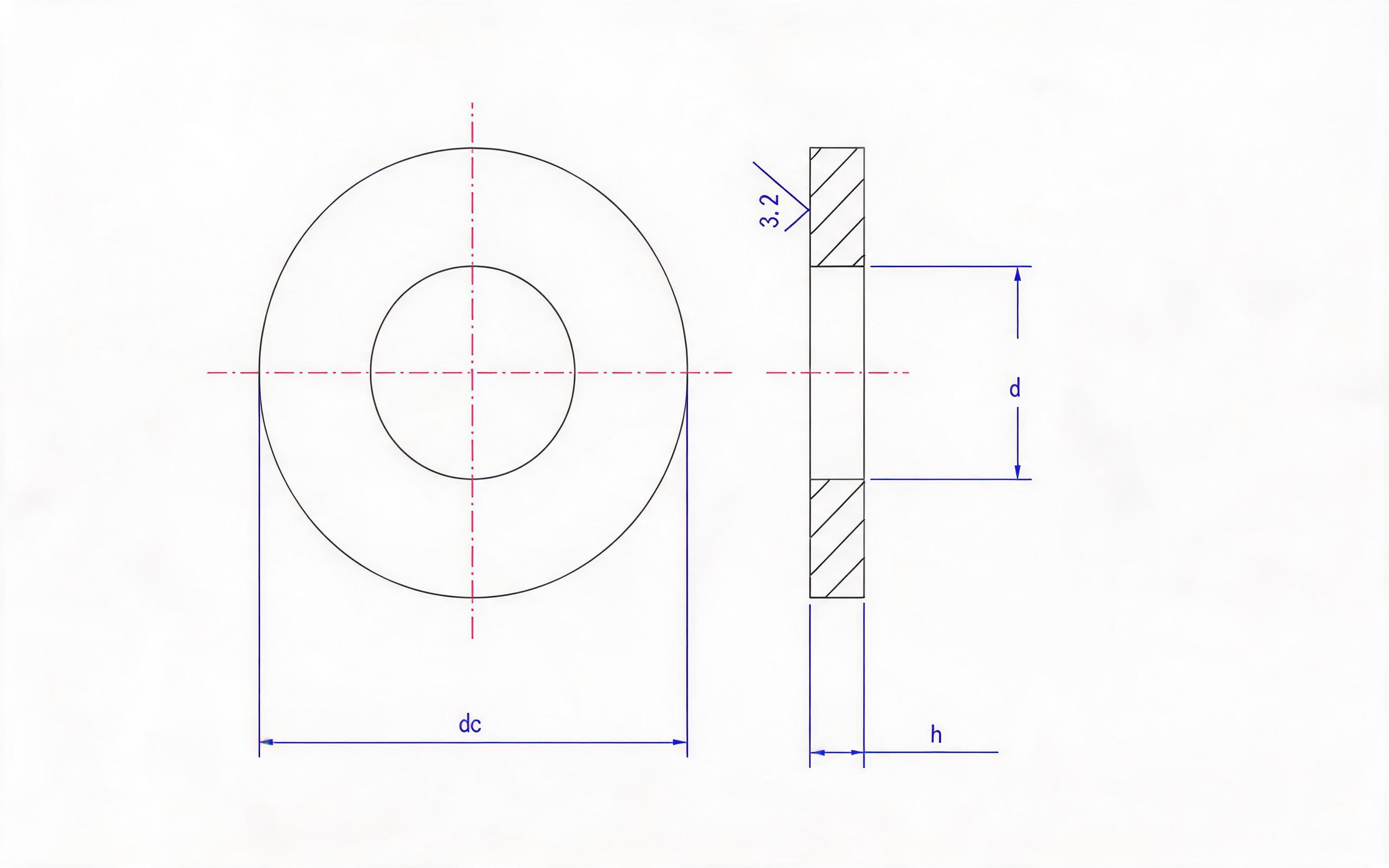Flat washer for assembly Standard Drawing