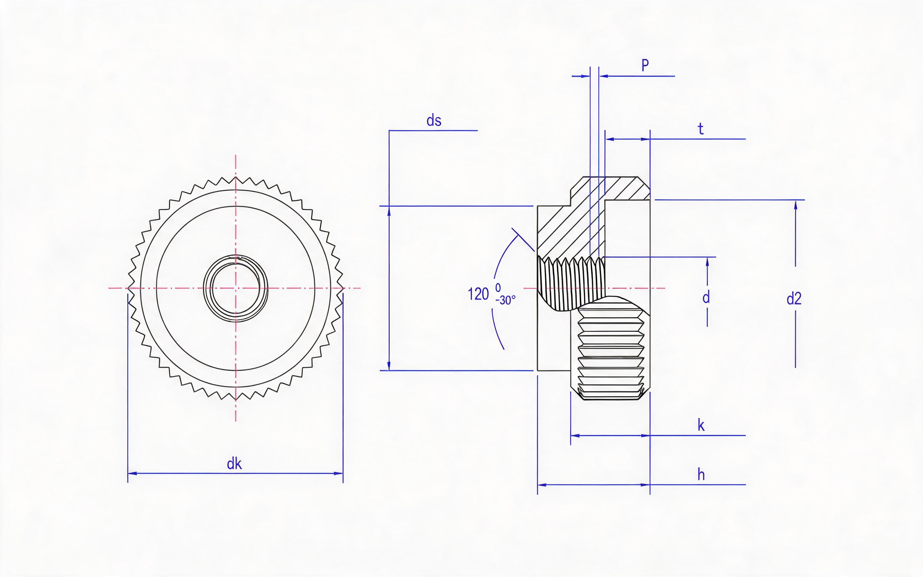 Type A knurled nut Standard Drawing