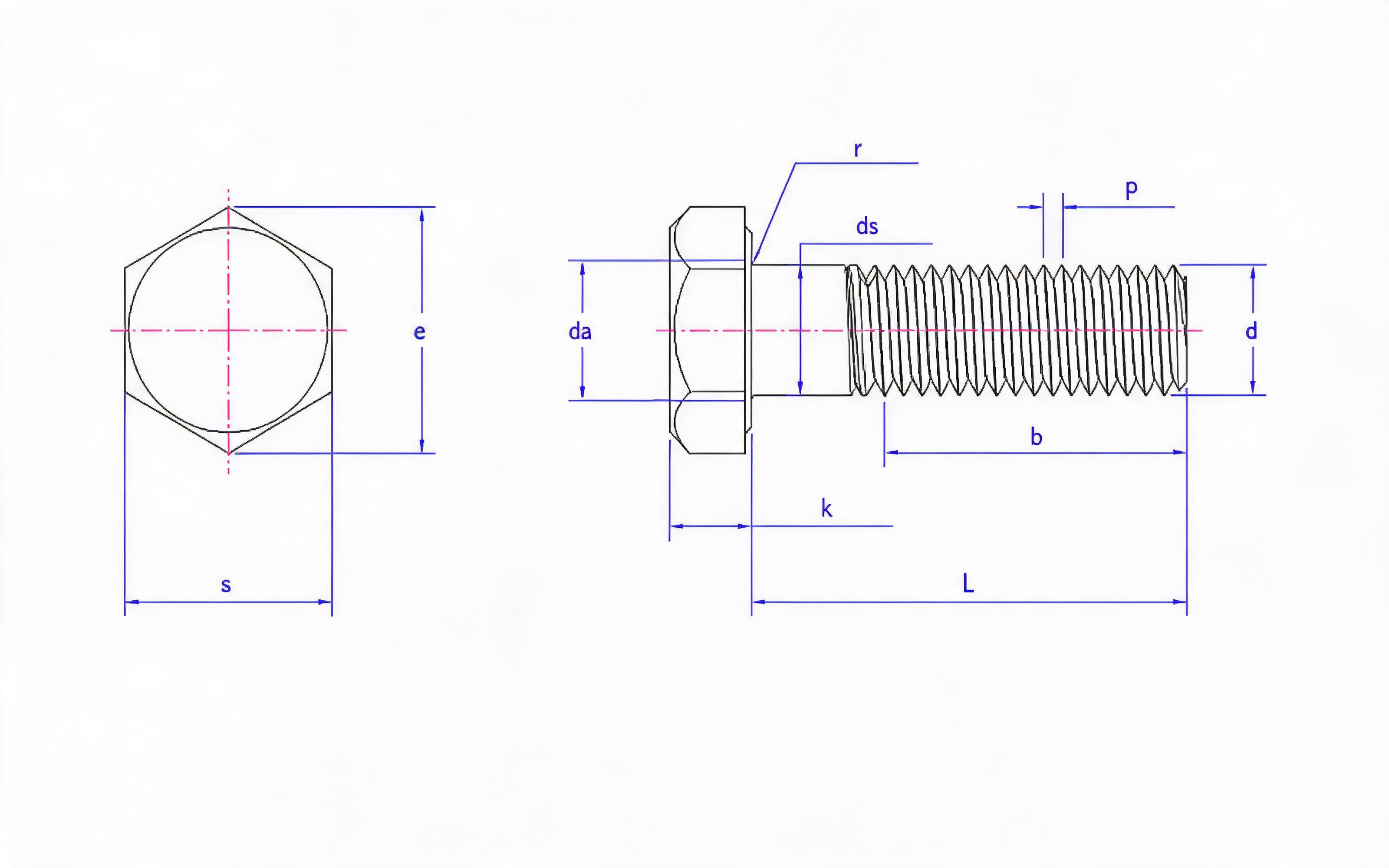 Large hexagon bolt for steel structure Standard Drawing