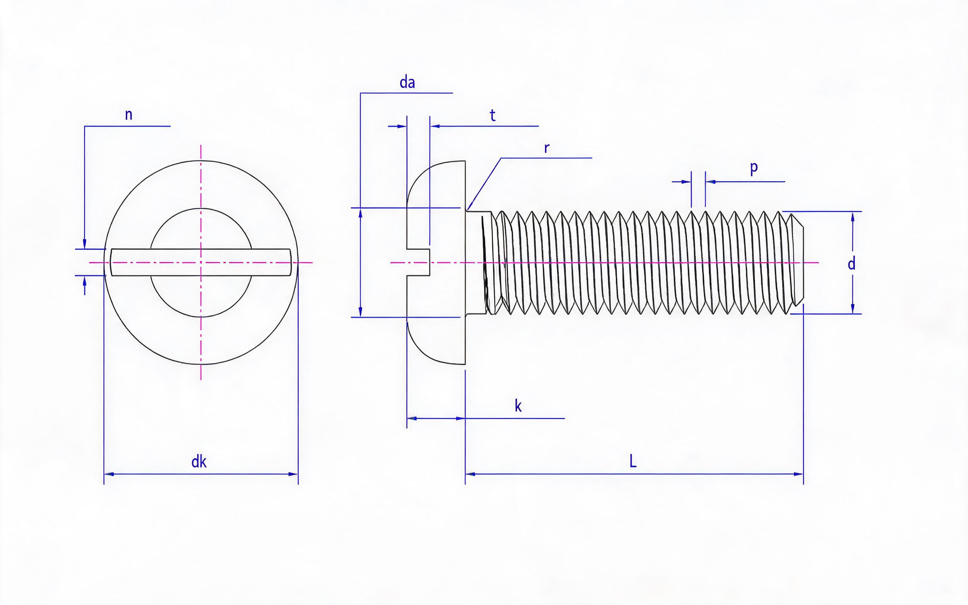 SLOTTED PAN HEAD SCREW Standard Drawing