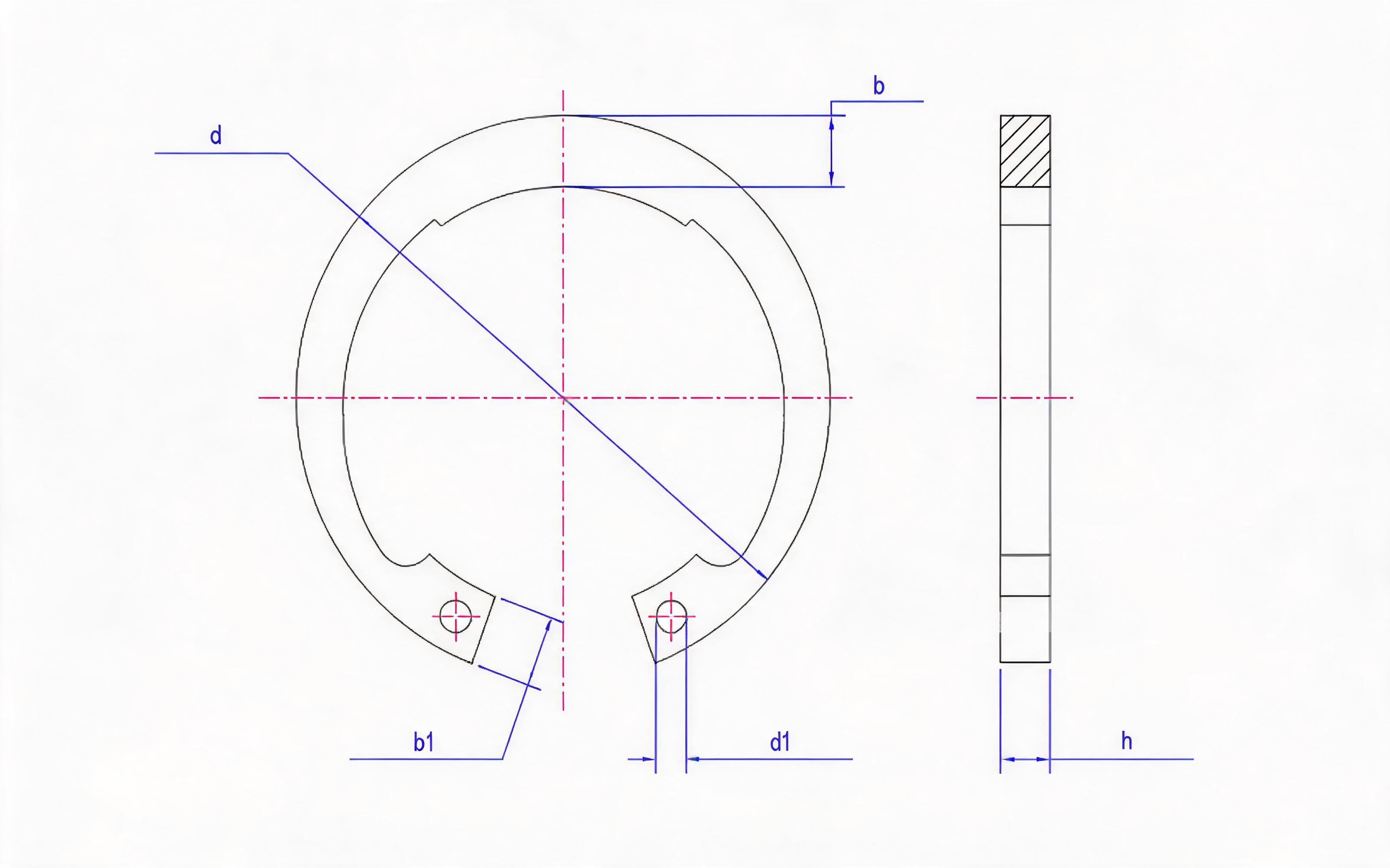 Clamp spring for ordinary hole (Fig. 2, d ≥ 25mm) Standard Drawing
