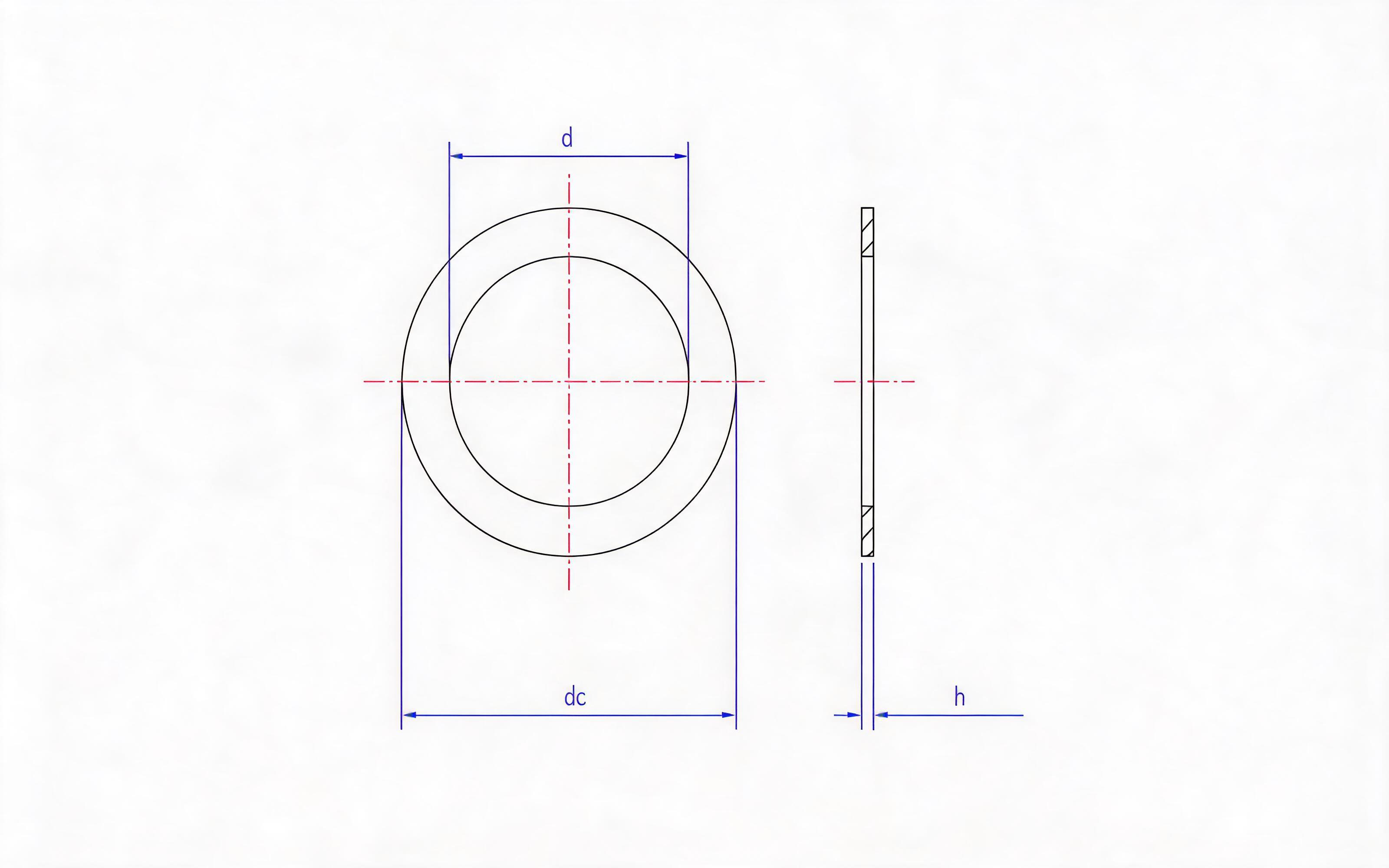 Type A slightly larger sealing washer (impregnated paper) Standard Drawing