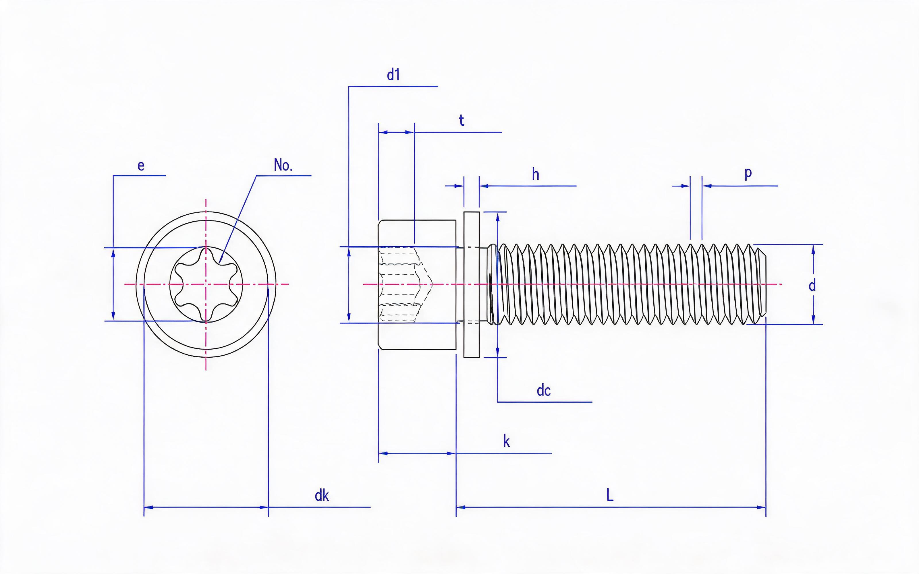 Combination of hexagon socket cheese head screw and small flat washer Standard Drawing