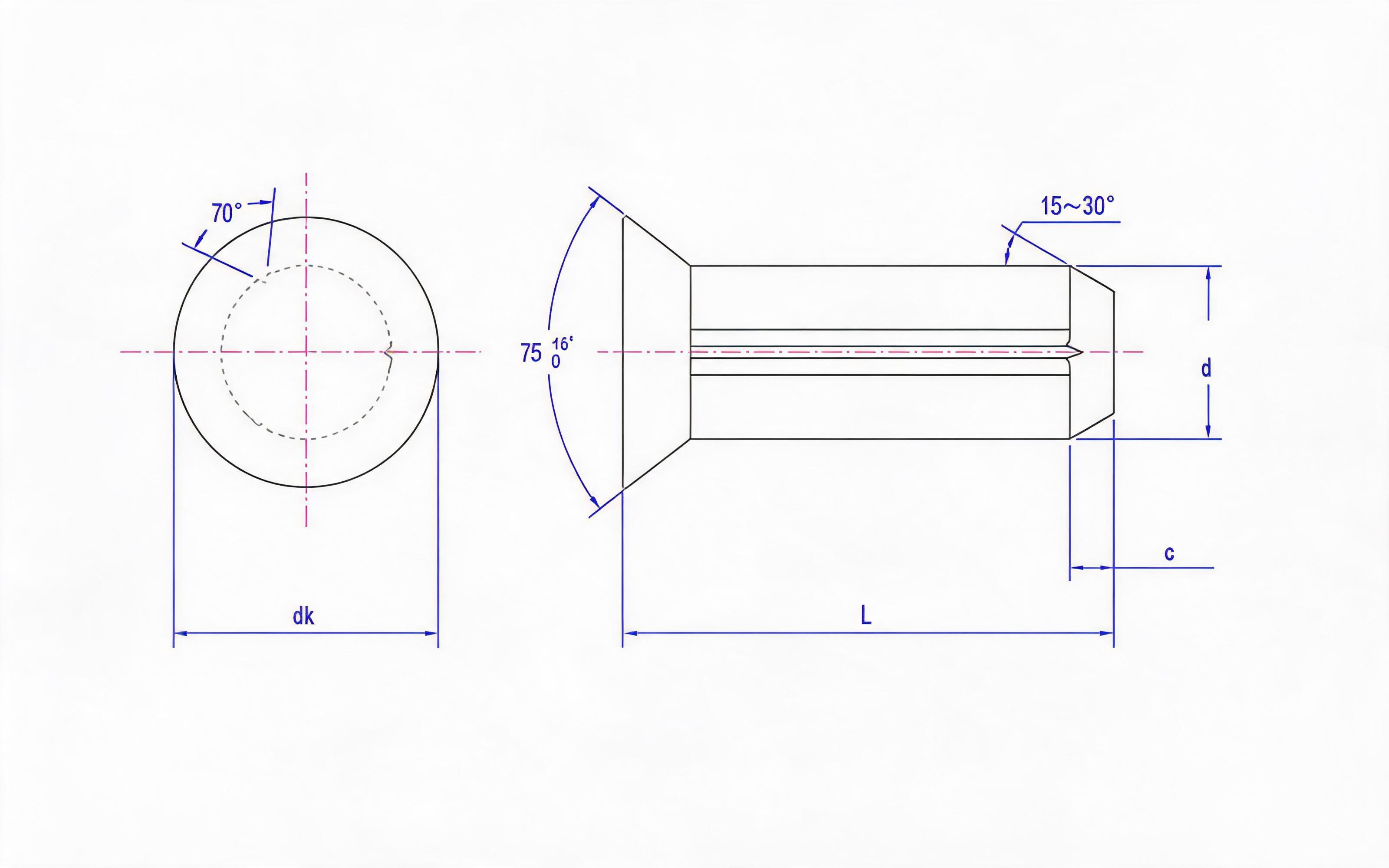 COUNTERSUNK HEAD SLOTTED PIN (TYPE A) Standard Drawing