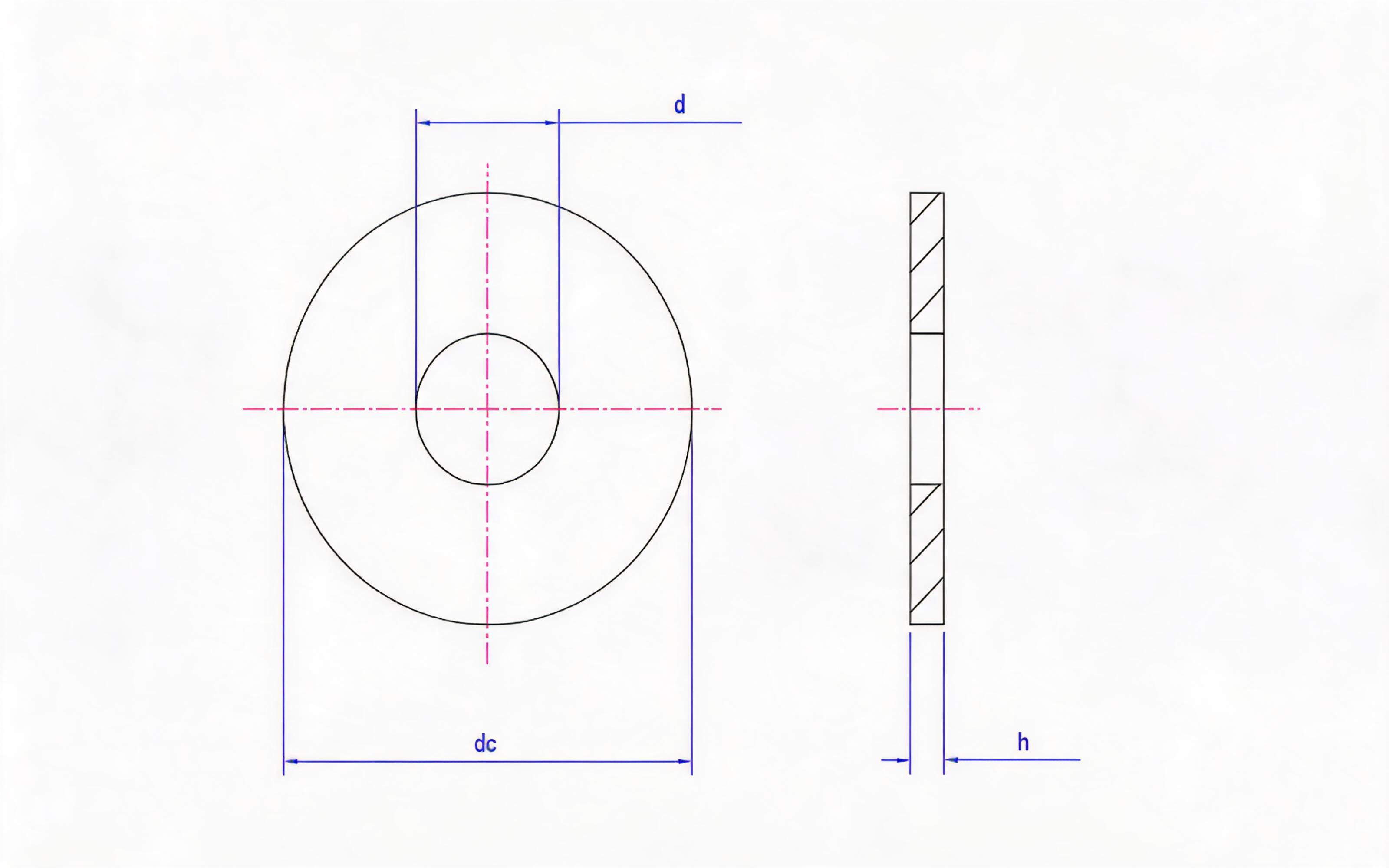 Large flat washer Standard Drawing