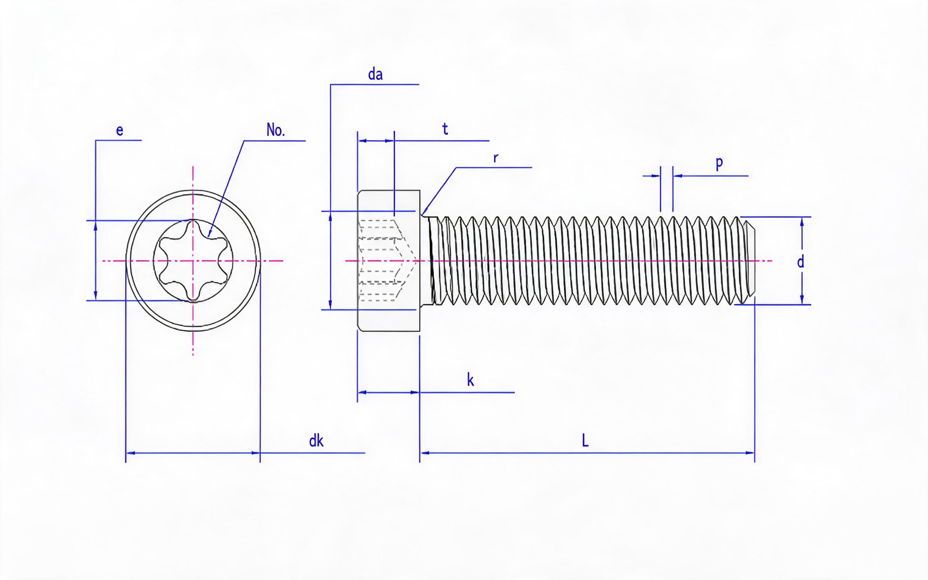 Hexagon socket cheese head screw Standard Drawing