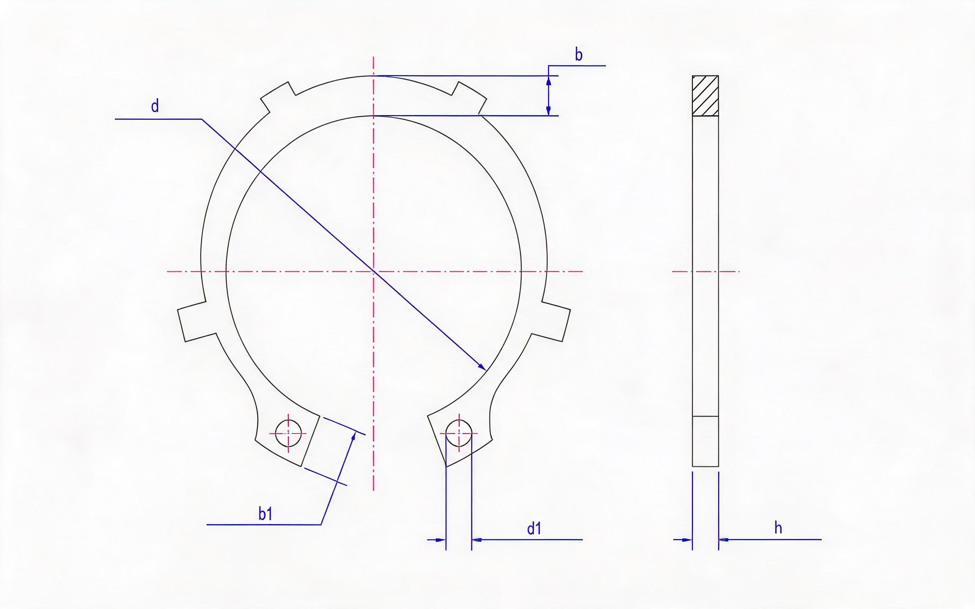 Retaining ring for toothed shaft (Figure 2) Standard Drawing