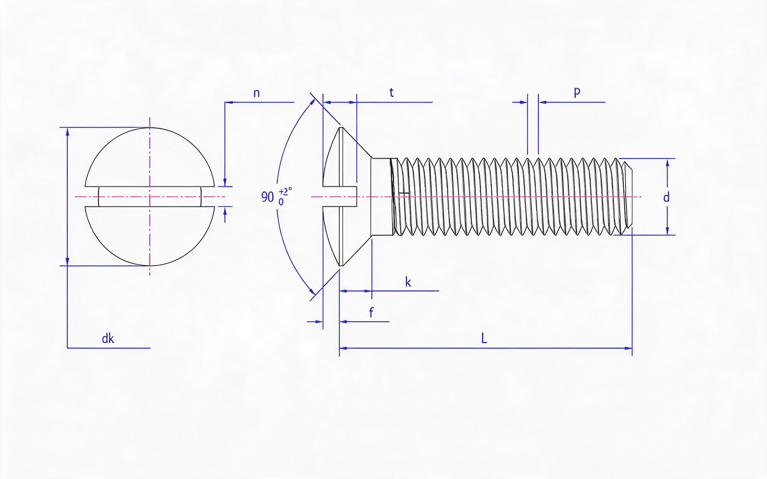 SLOTTED COUNTERSUNK HEAD SCREW Standard Drawing