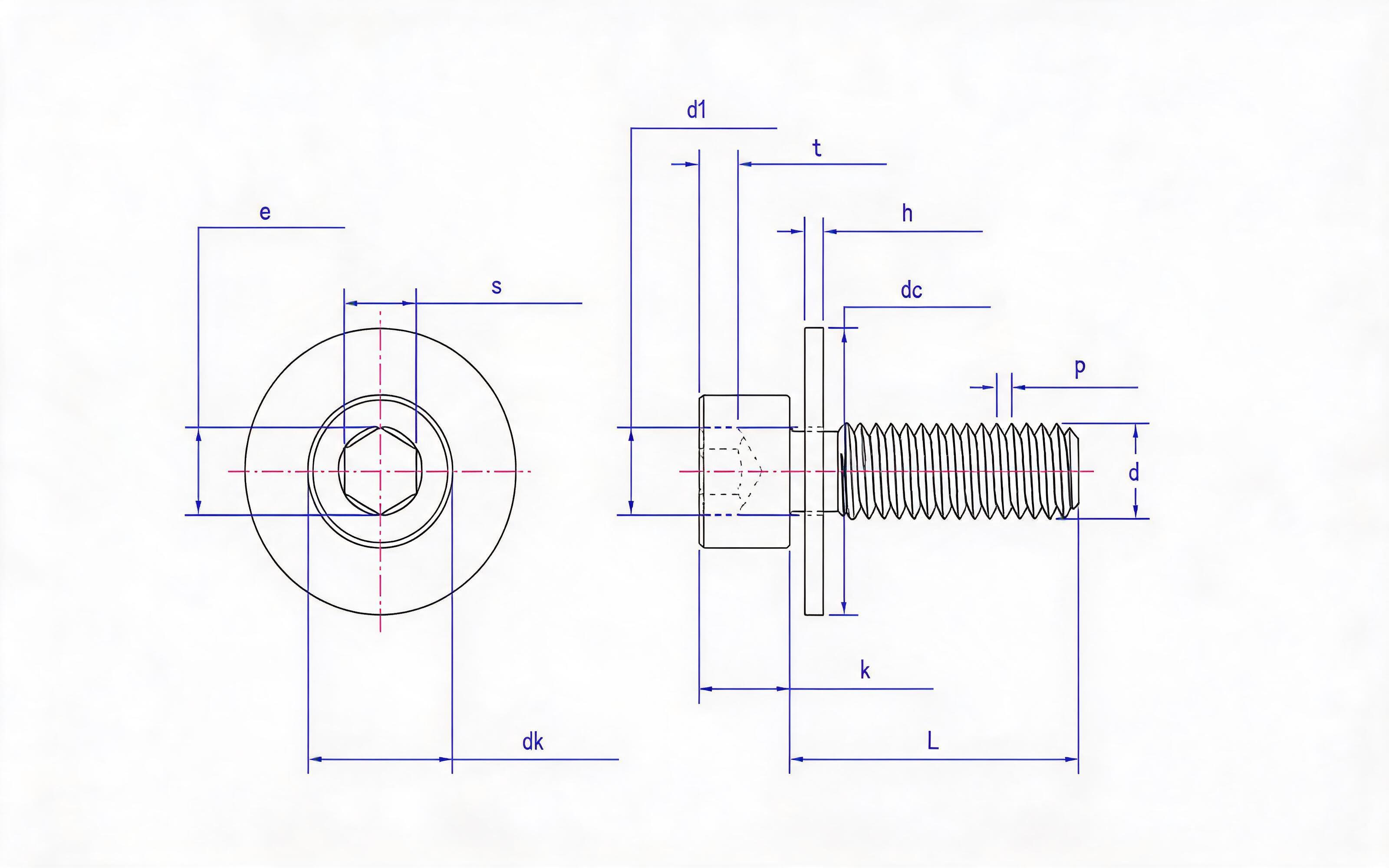 Hexagon socket head cap screw and large flat washer combination Standard Drawing