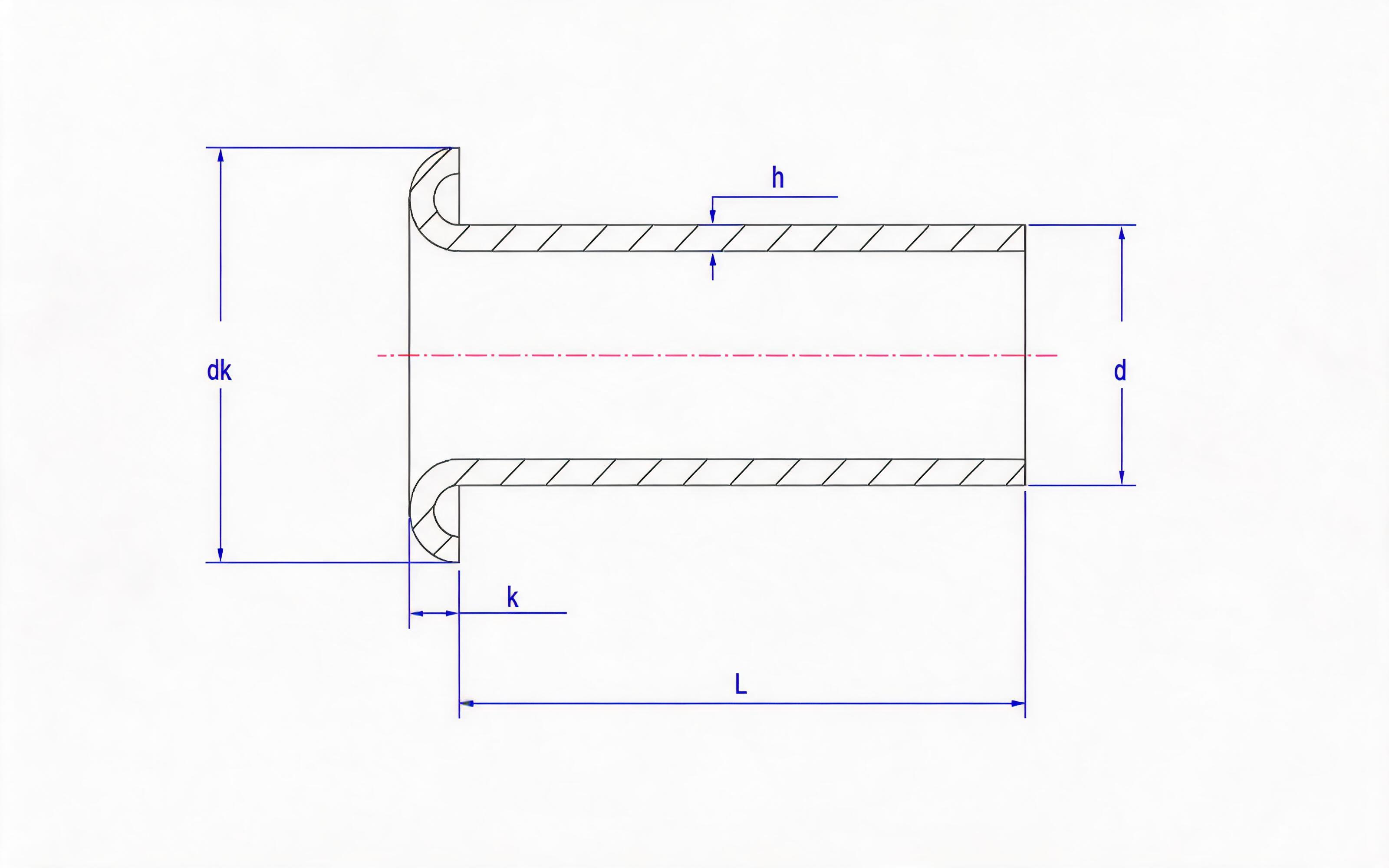 B Tubular Rivet (0.3mm wall thickness) Standard Drawing