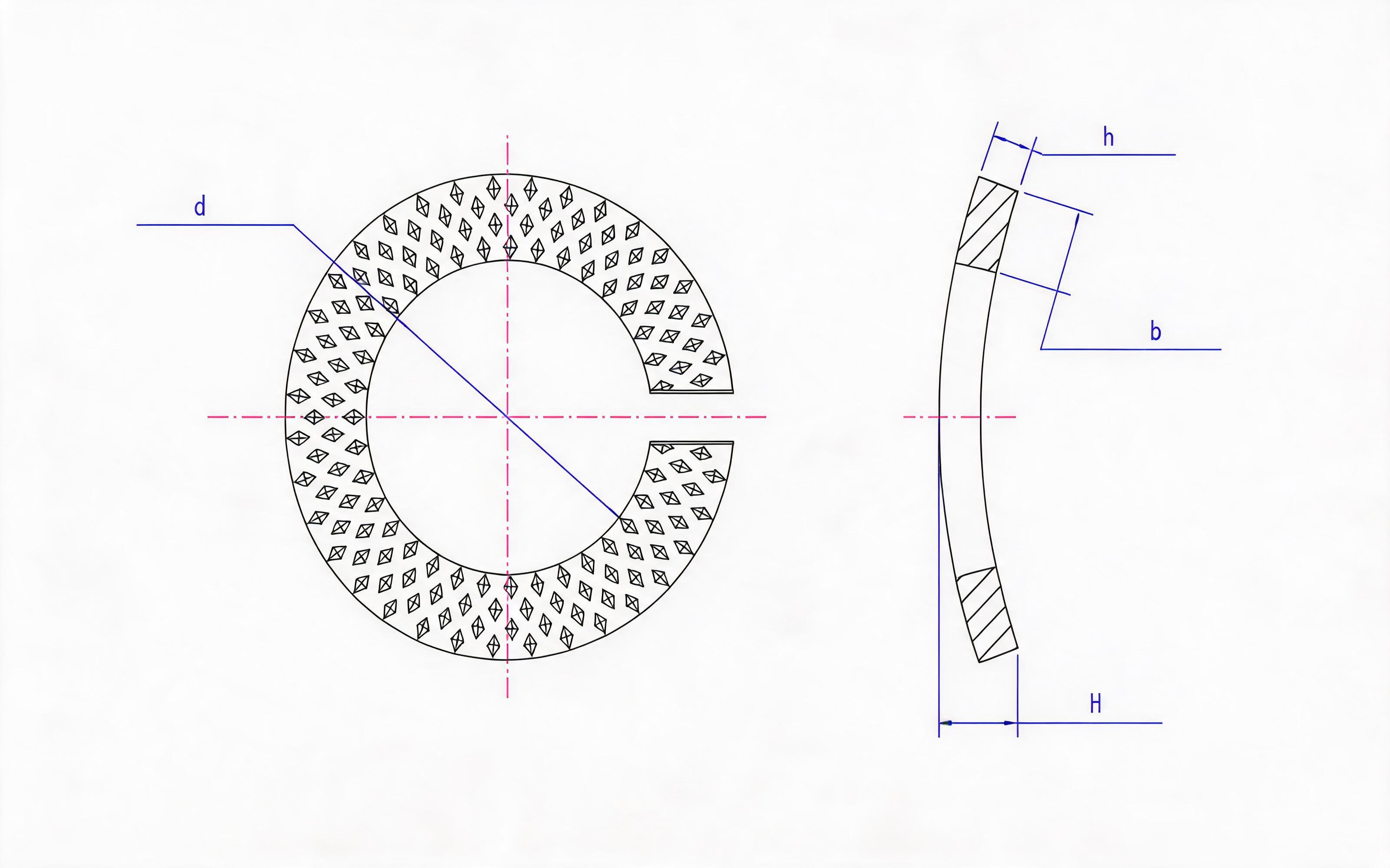 Pitted Saddle Spring Washer Table 2 (Enterprise Standard) Standard Drawing