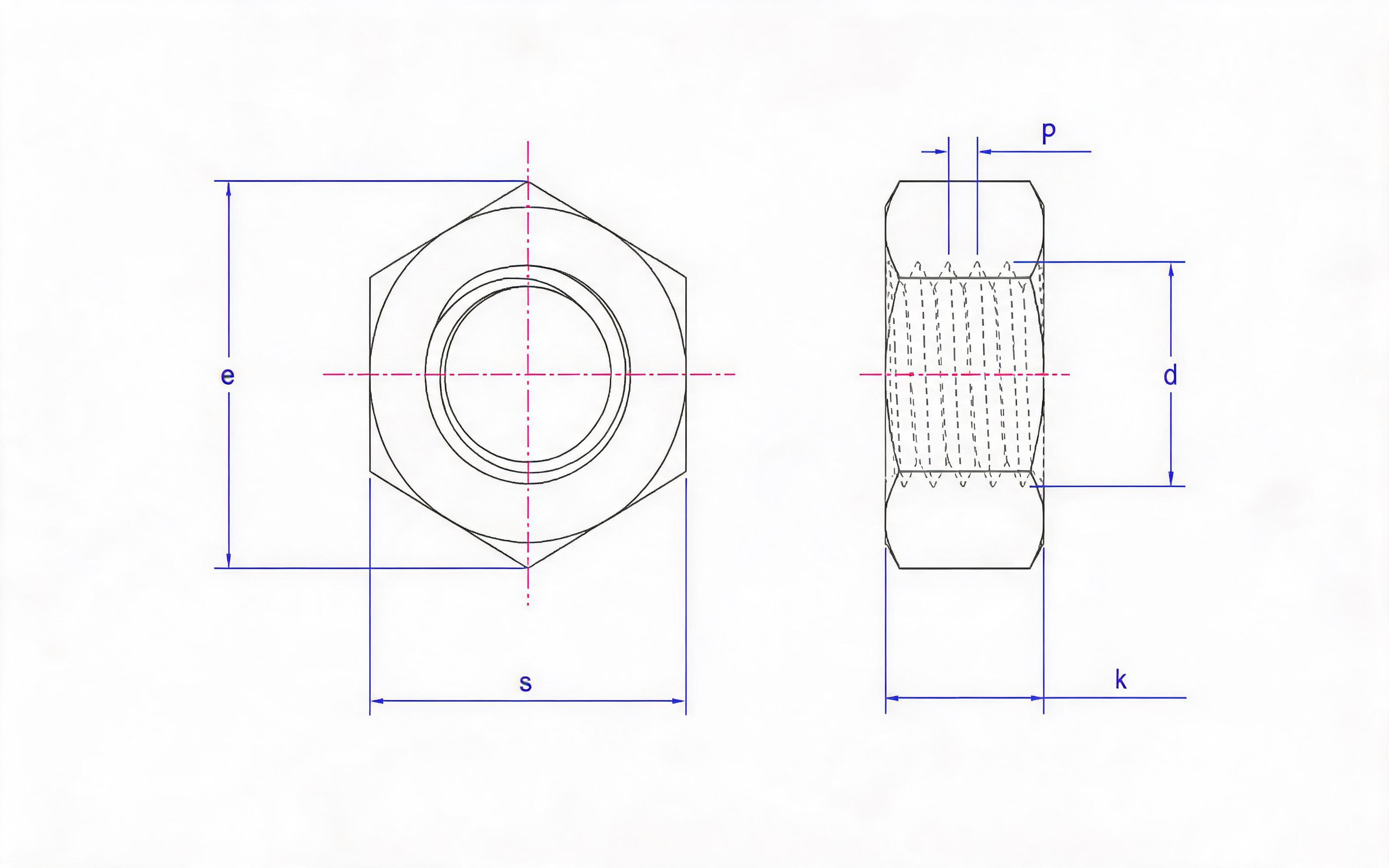 Hexagon nut Standard Drawing