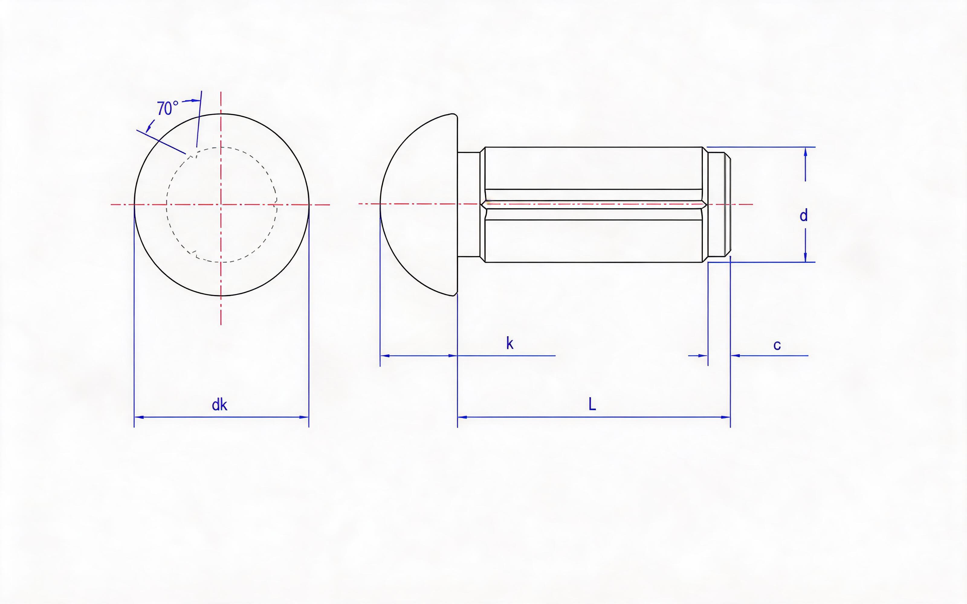 Round head slotted pin Standard Drawing