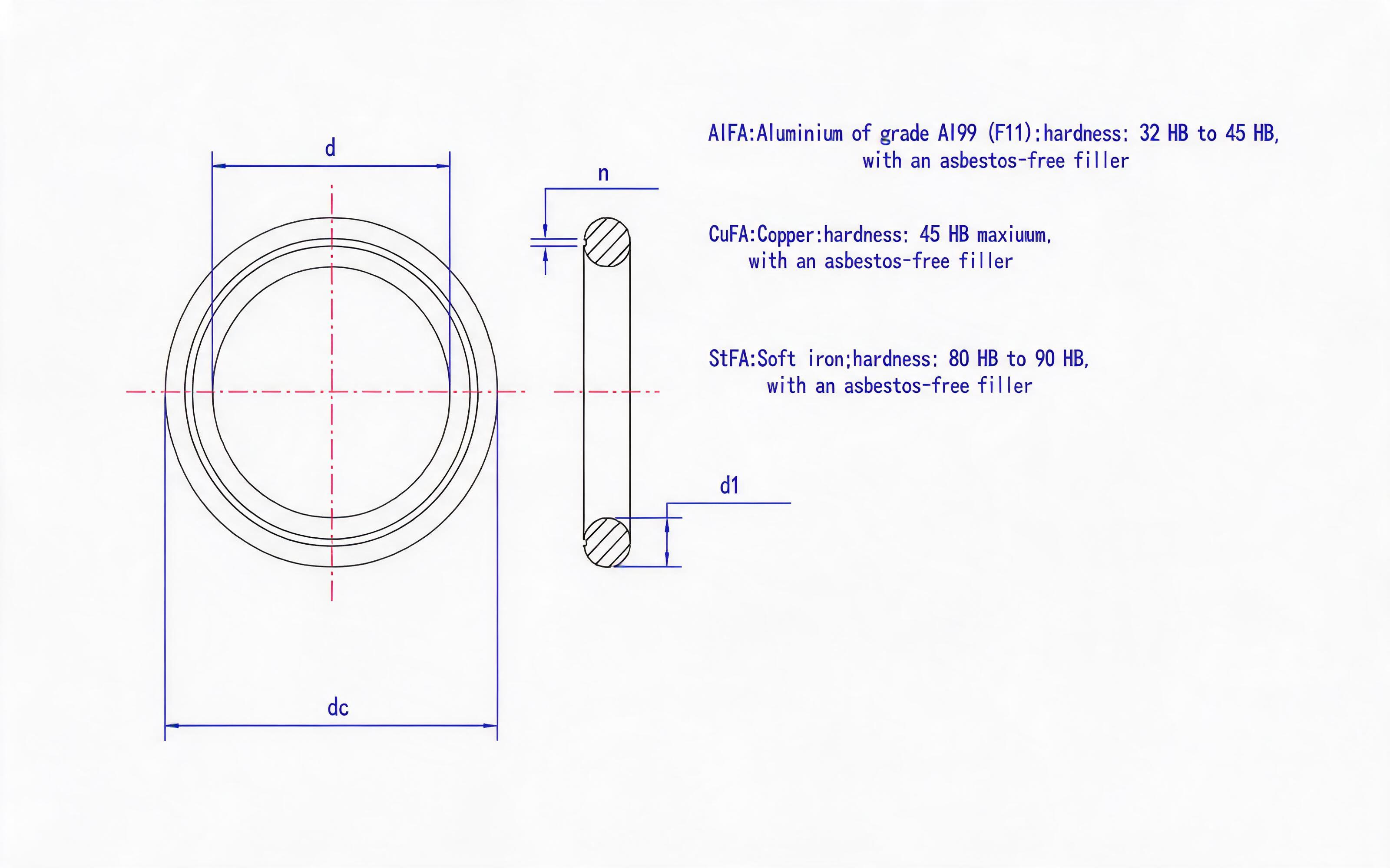 Type C Large Seal Washer (AIFA CuFA StFA) Standard Drawing