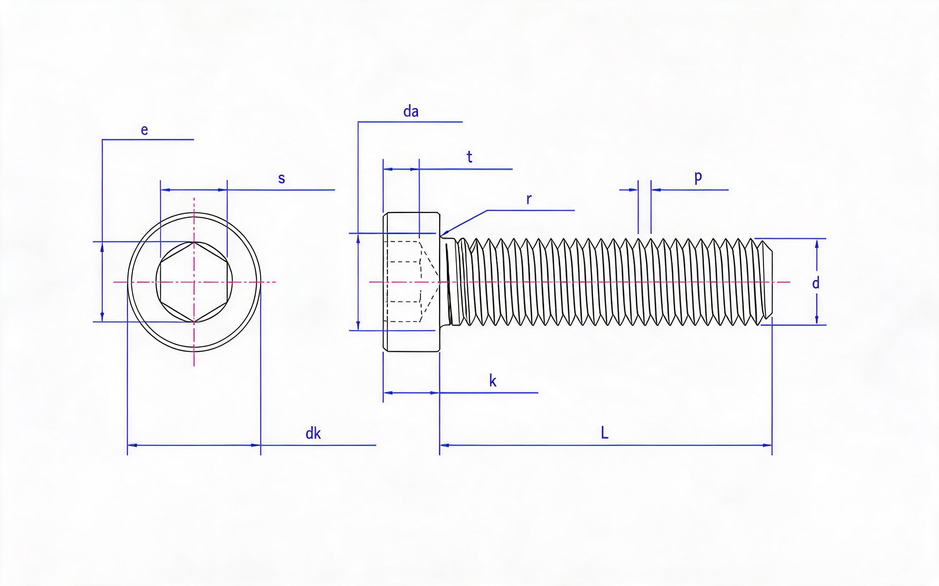RAISED HEAD SOCKET HEAD SCREW WITH REDUCED LOAD CAPACITY Standard Drawing