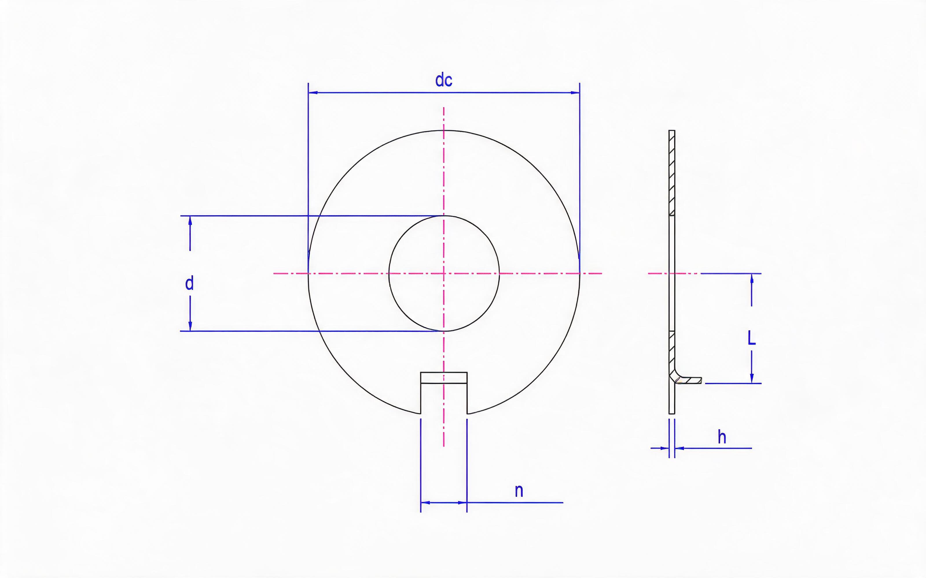 Lock washer, outer tongue Standard Drawing