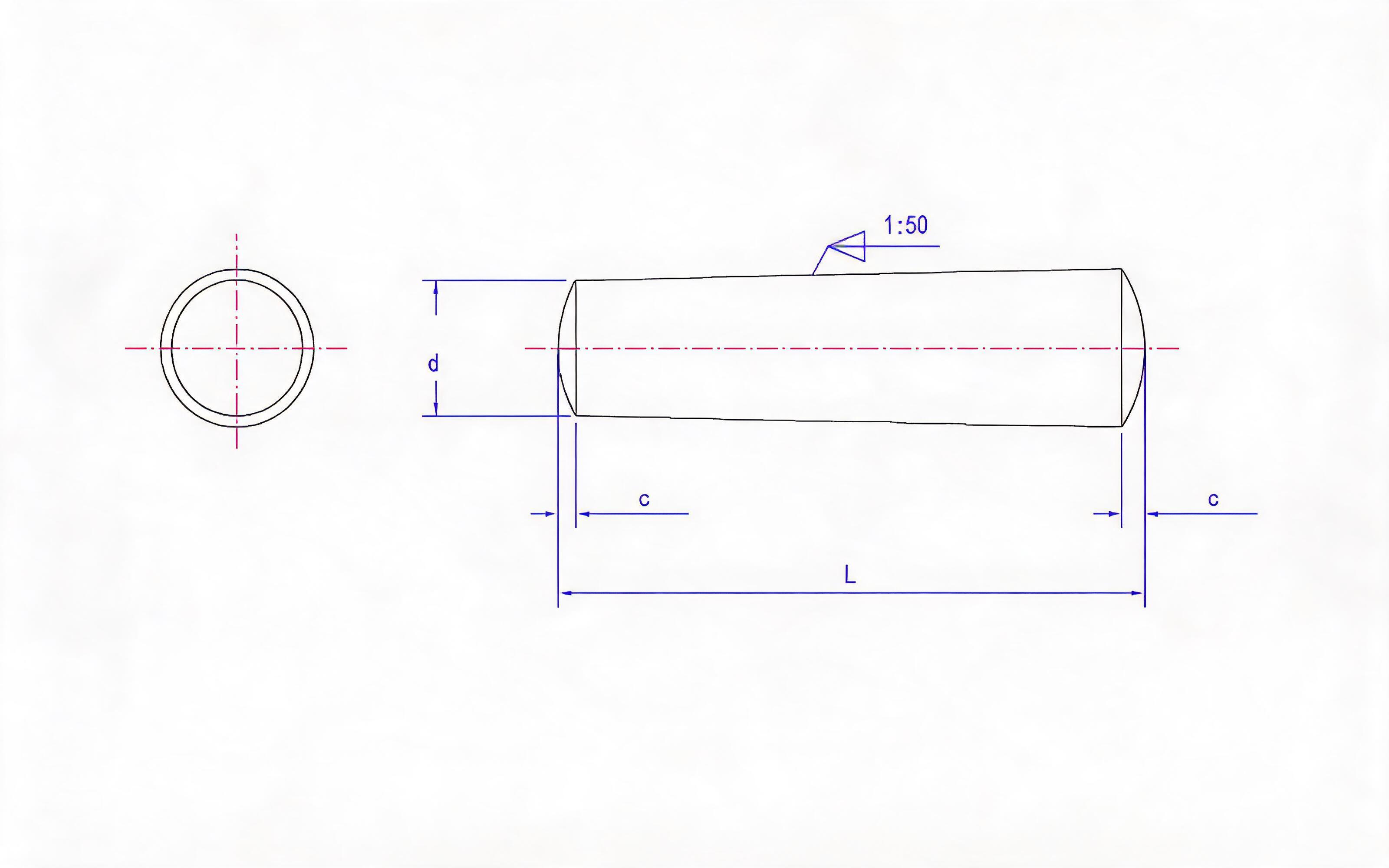 Spherical end taper pin Standard Drawing