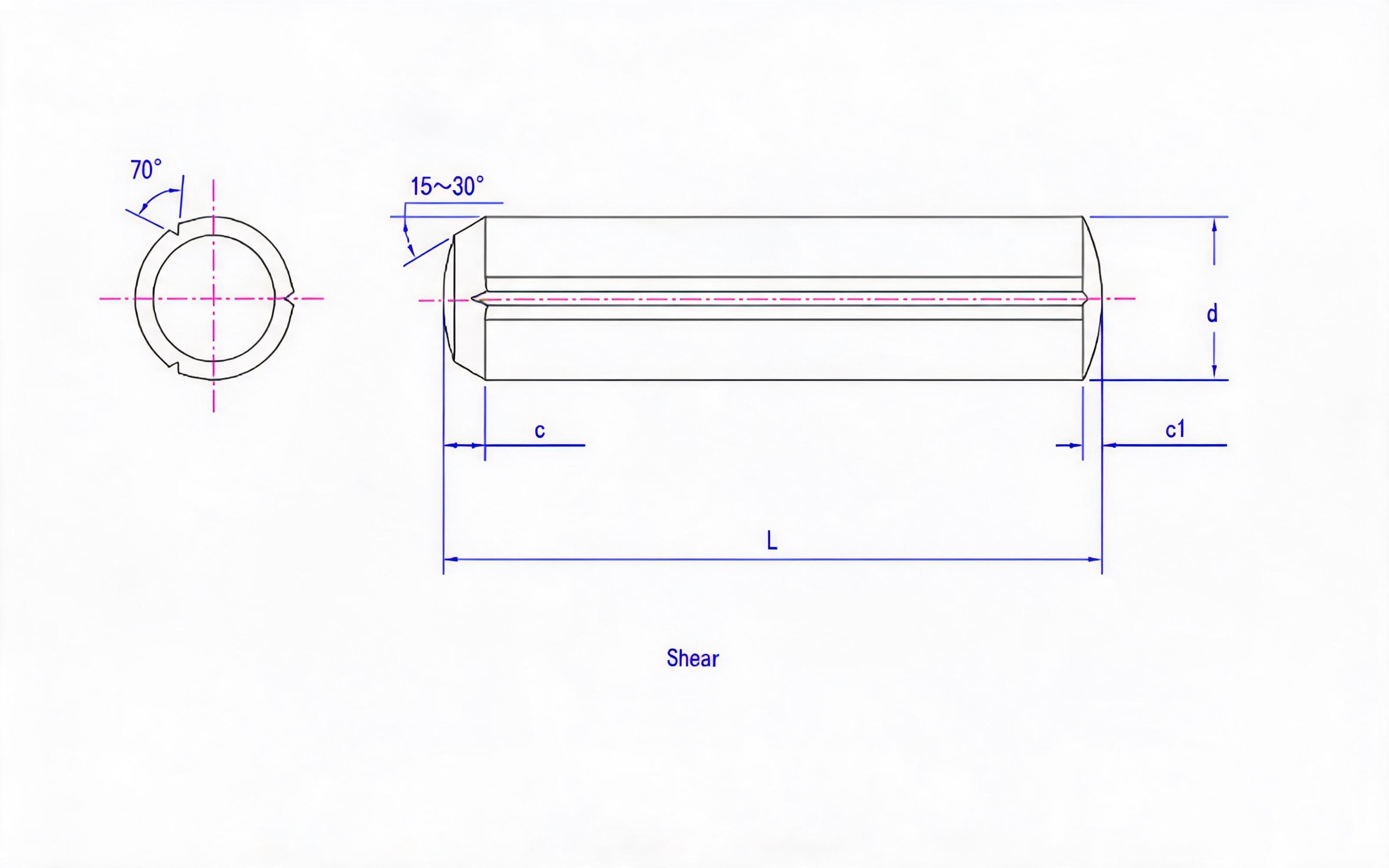 GROOVE PIN FULL LENGTH PARALLEL CHAMFER SLOTS Standard Drawing