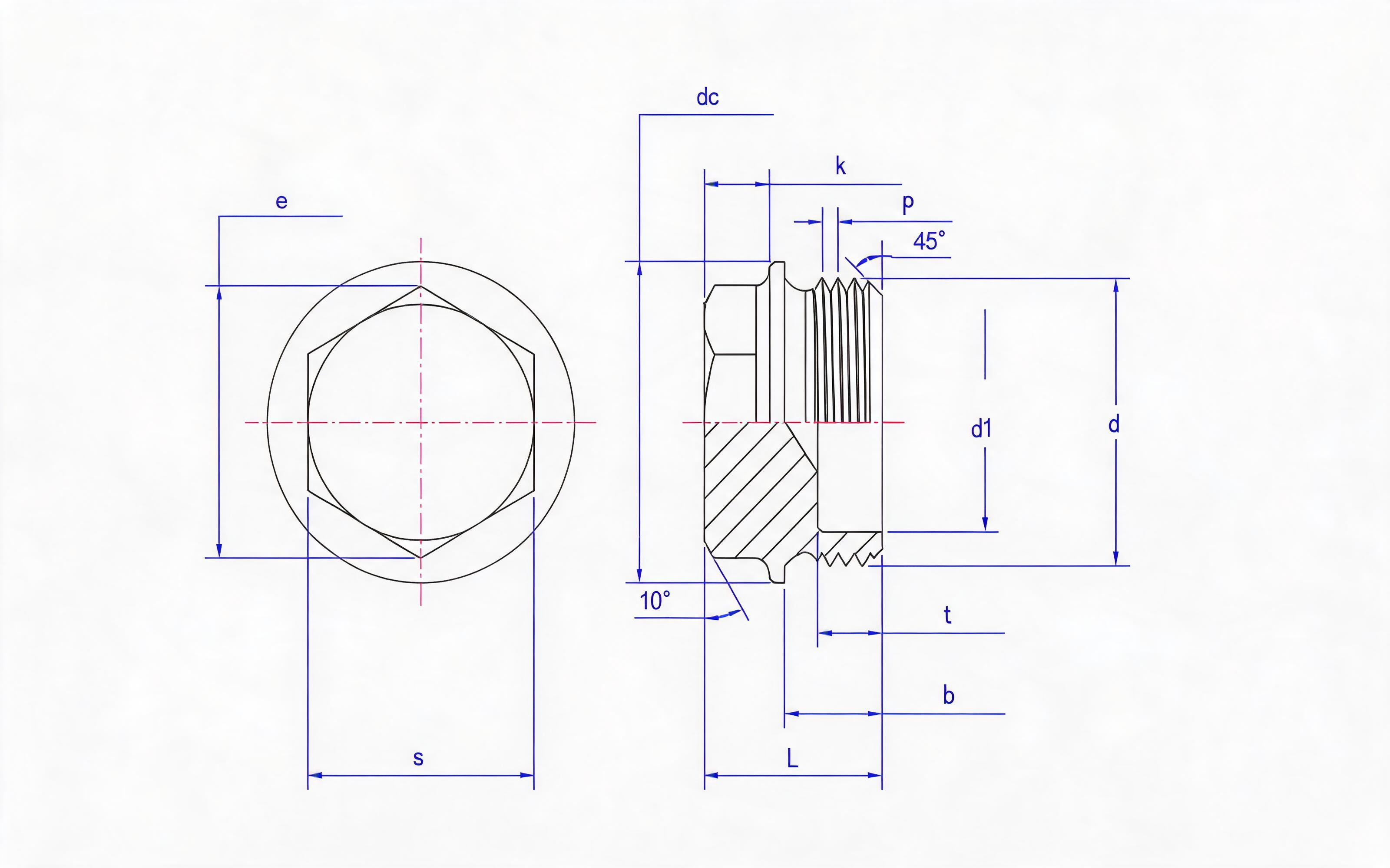 Hexagon screw plug (type C d ≥ 18mm) Standard Drawing