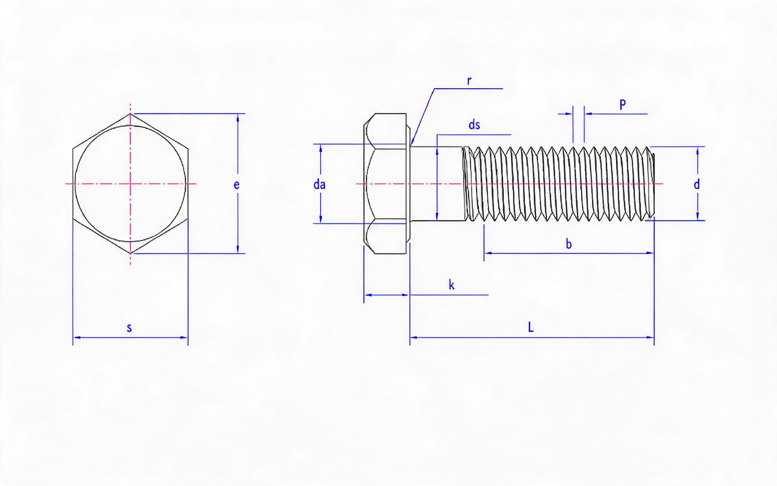 Hexagon head bolt Standard Drawing
