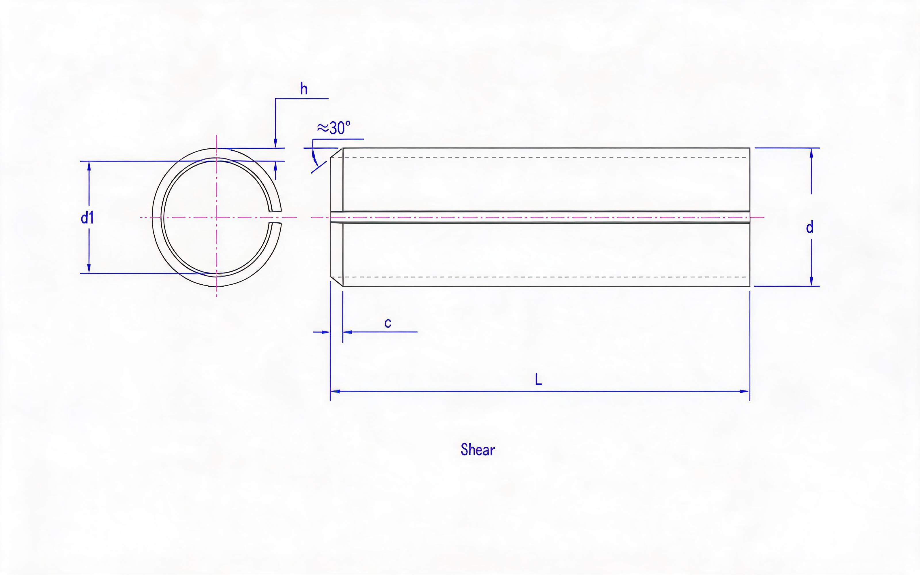 Elastic cylindrical pin Standard Drawing