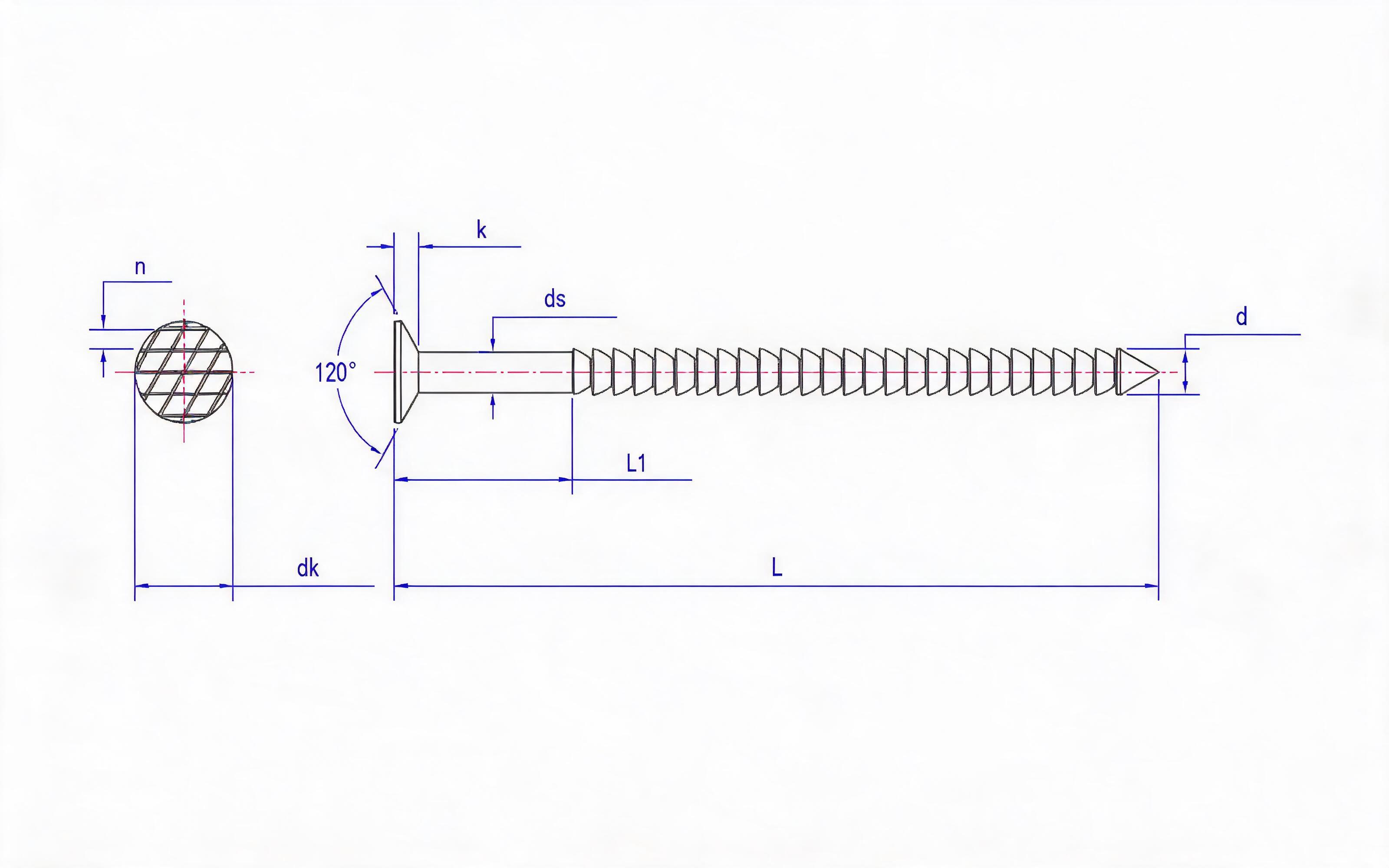 COUNTERSUNK HEAD SCREW WITH LONG RING SHANK 120 ° RAISED CAP TABLE A.2 Standard Drawing