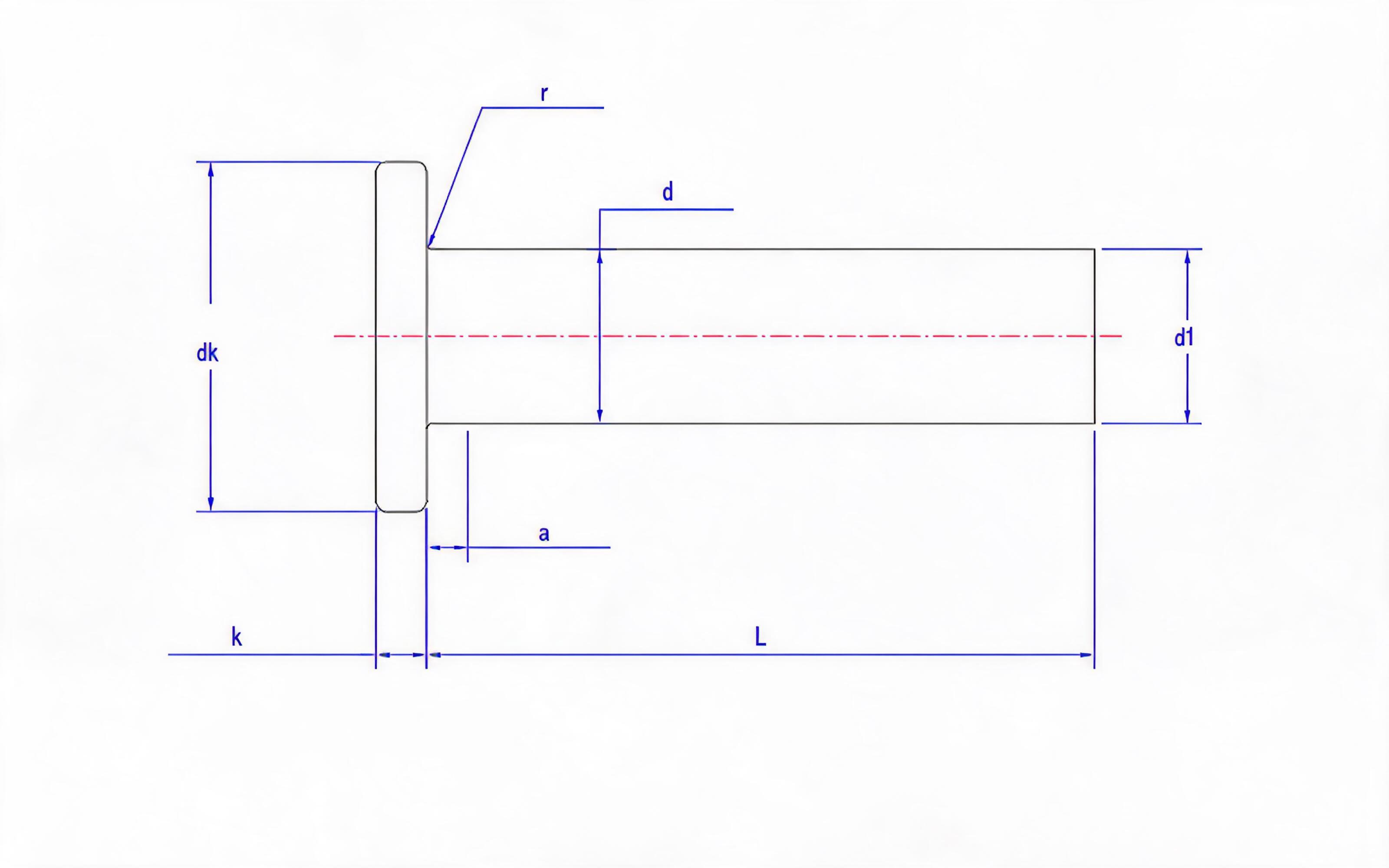 FLUSH HEAD SOLID RIVET (TYPE A) Standard Drawing