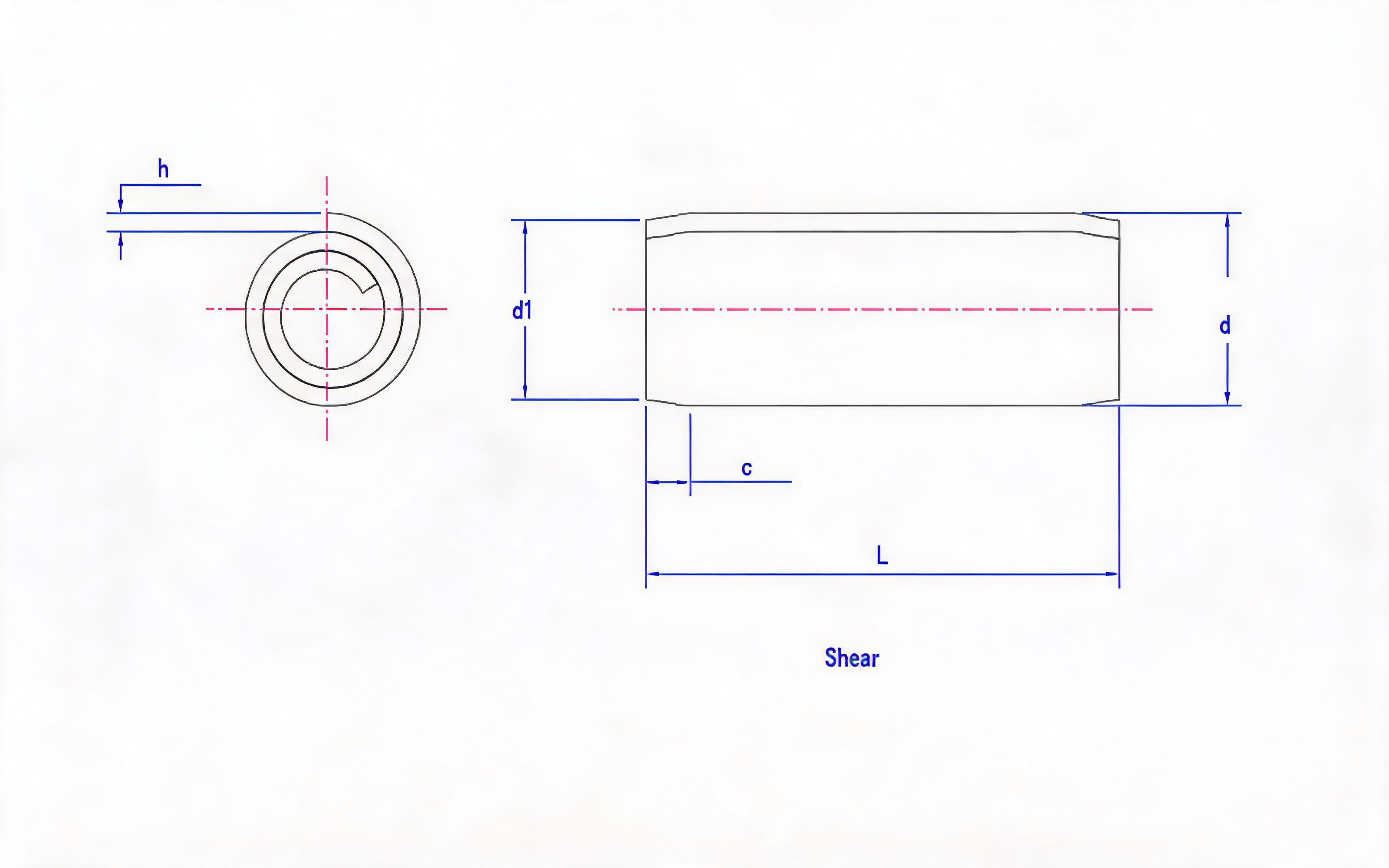 Heavy-duty coiled elastic cylindrical pin (austenitic stainless steel) Standard Drawing
