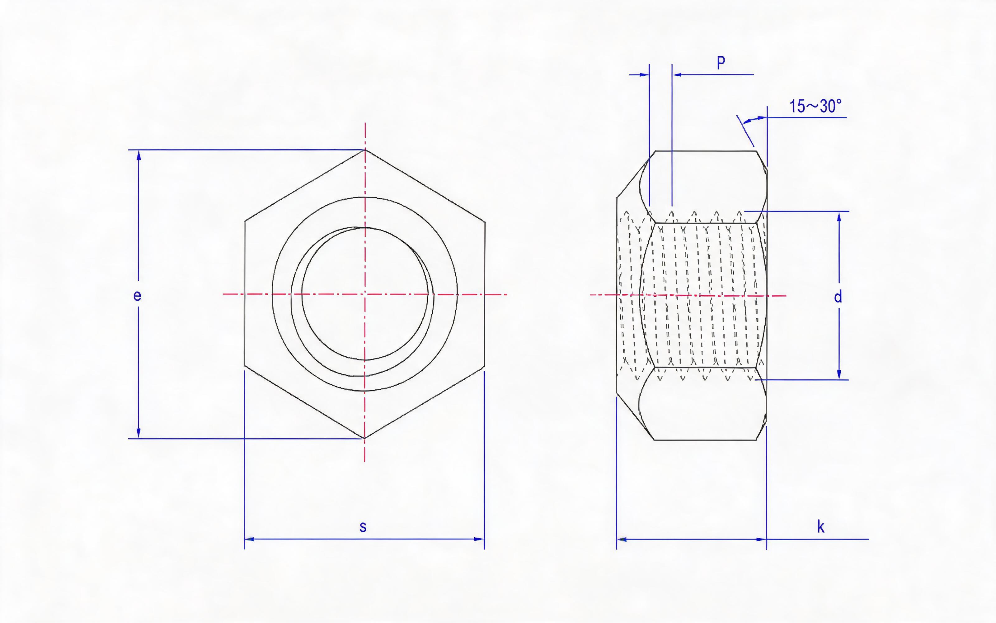Class 9 Type 2 All-metal Hexagon Lock Nut Standard Drawing