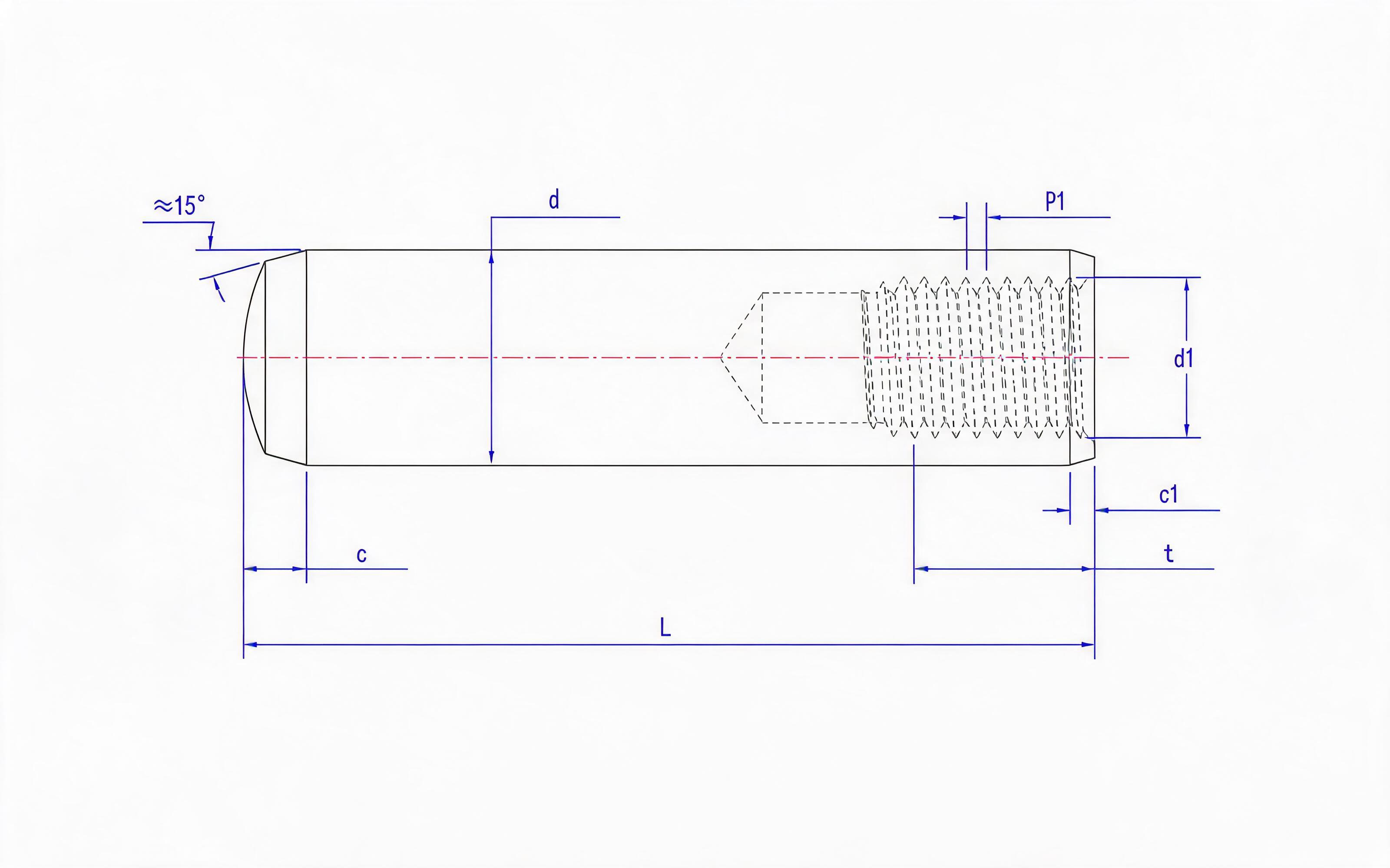 Female cylindrical pin (Type A) Standard Drawing