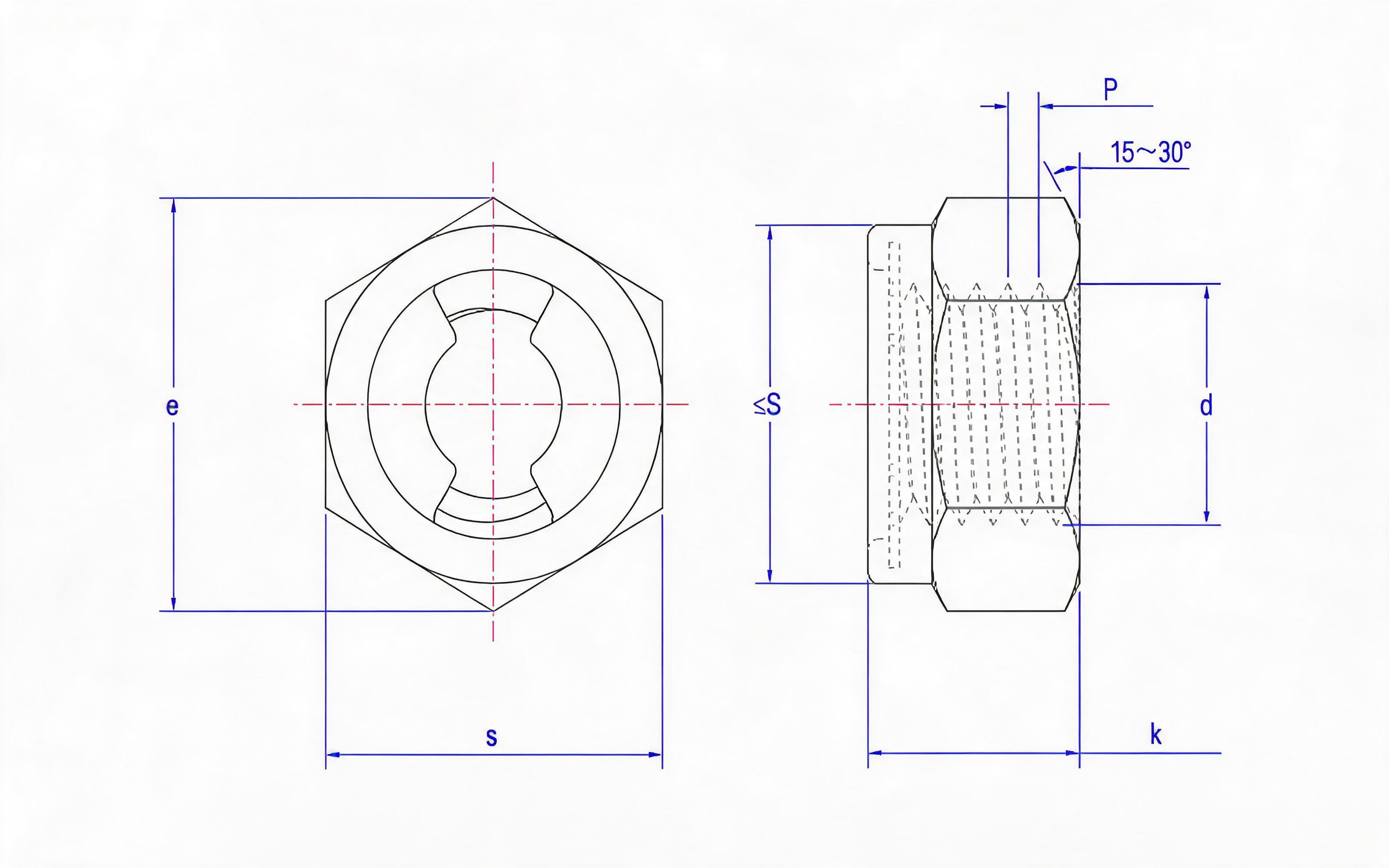 Hexagon lock nut with metal insert Standard Drawing