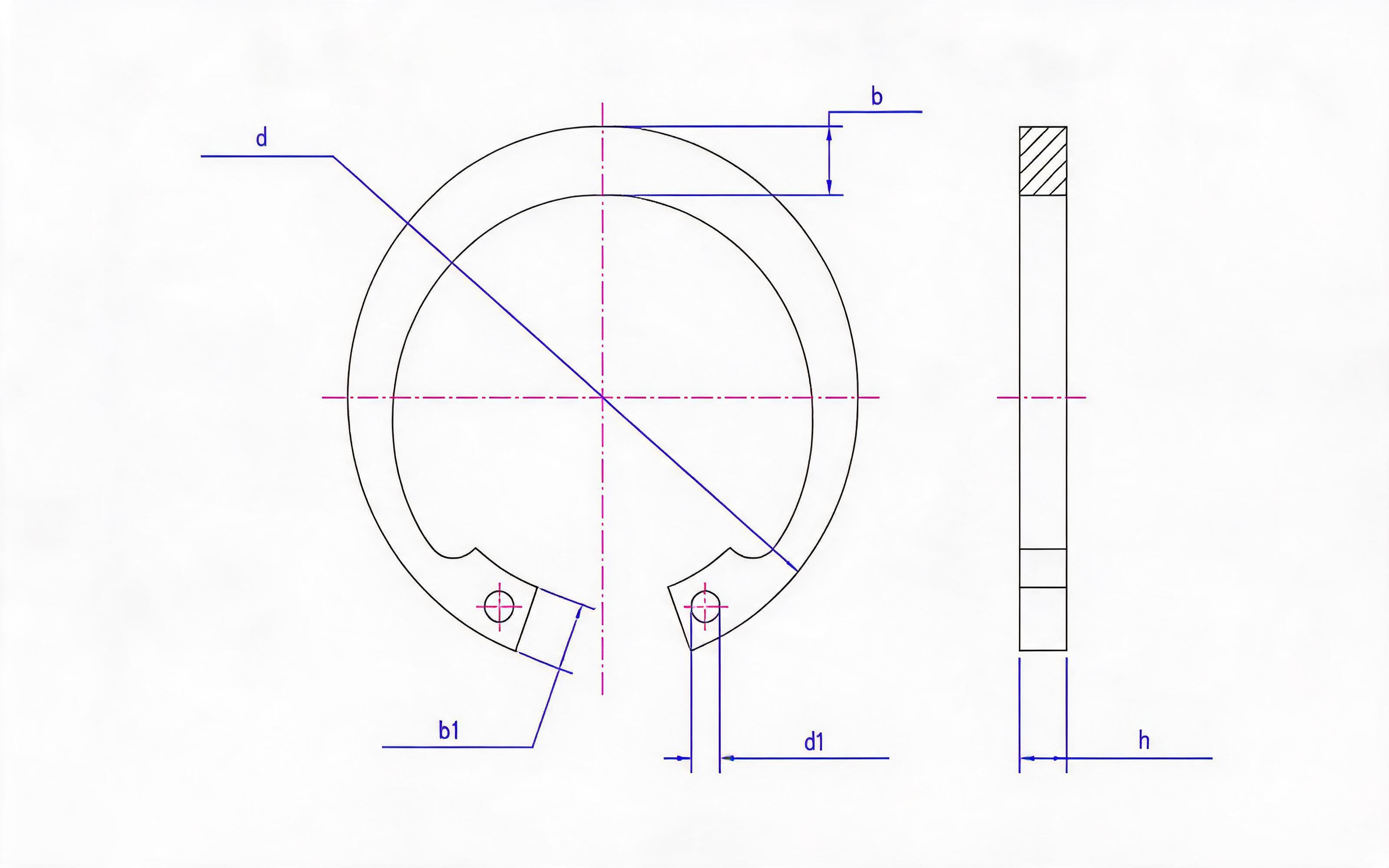 Clamp spring for heavy hole (Fig. 1, d ≥ 25mm) Standard Drawing