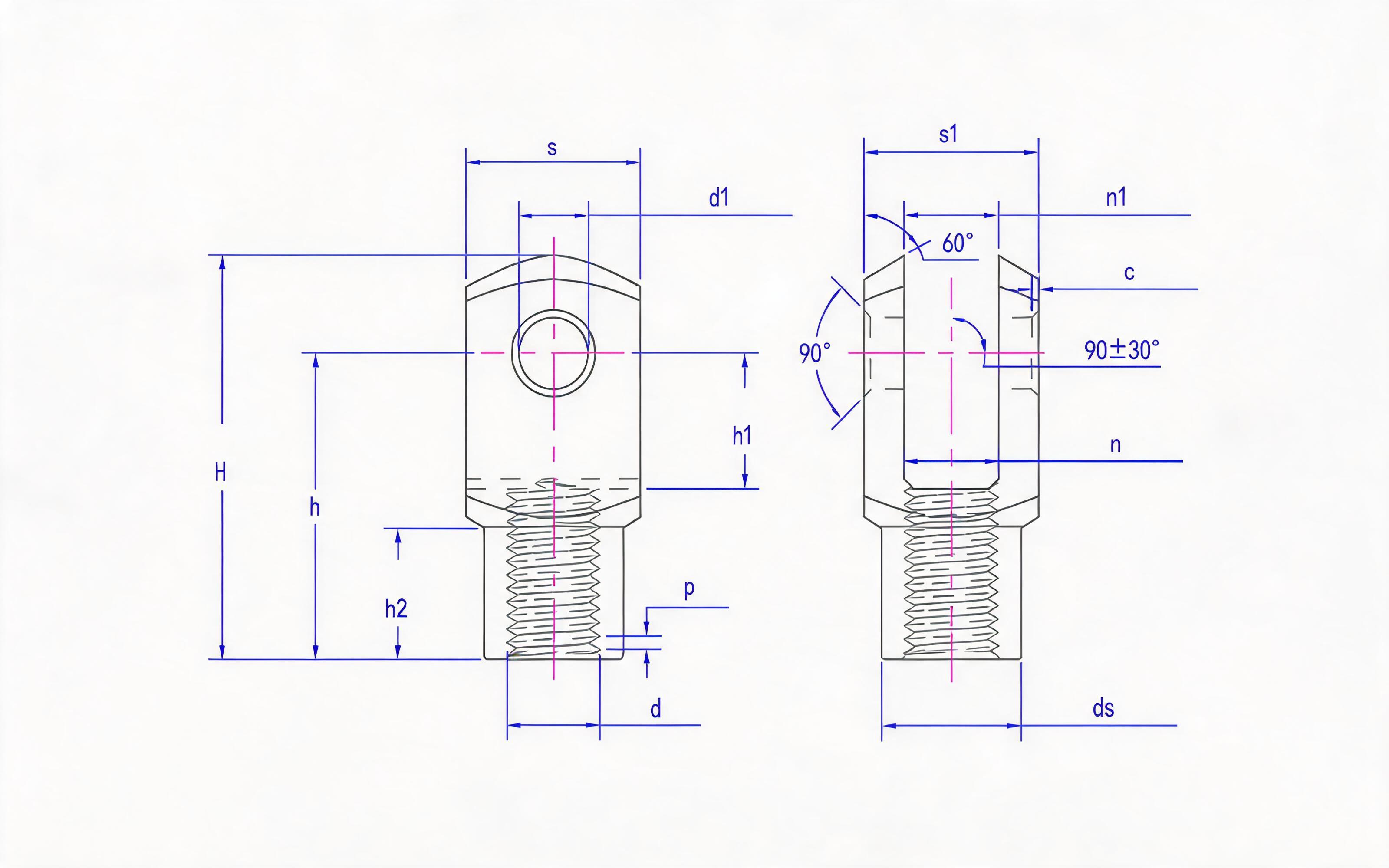 Fork long connector nut Standard Drawing