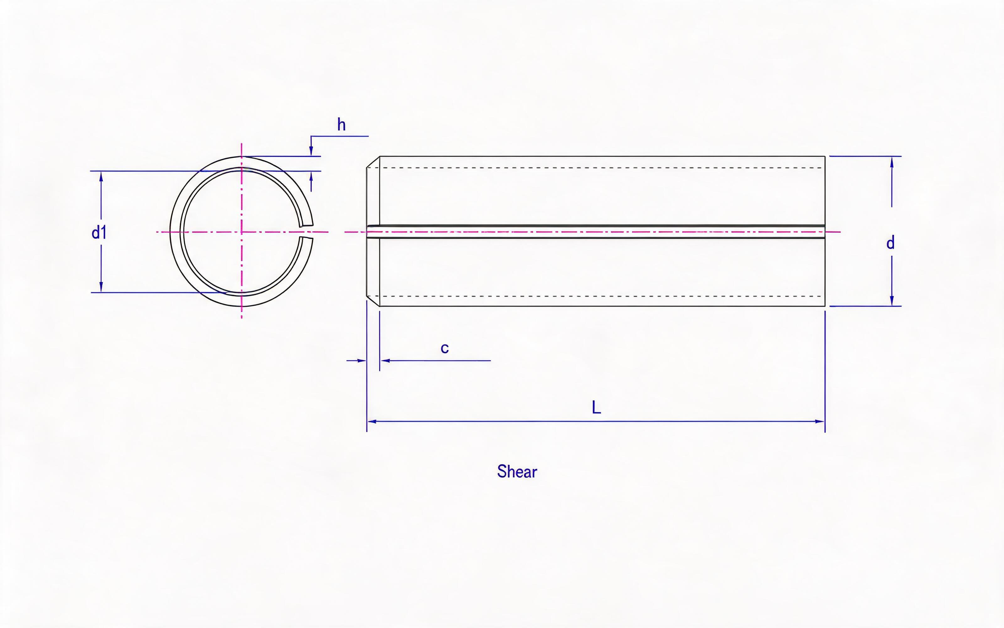 Light Slotted Elastic Cylindrical Pin Standard Drawing