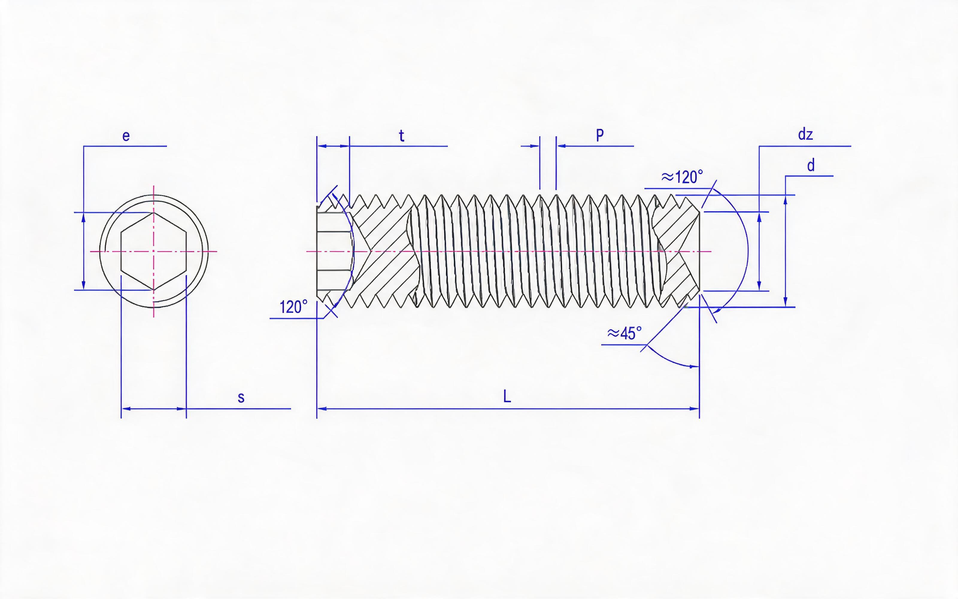 SOCKET HEAD RECESS POINT SET SCREW Standard Drawing