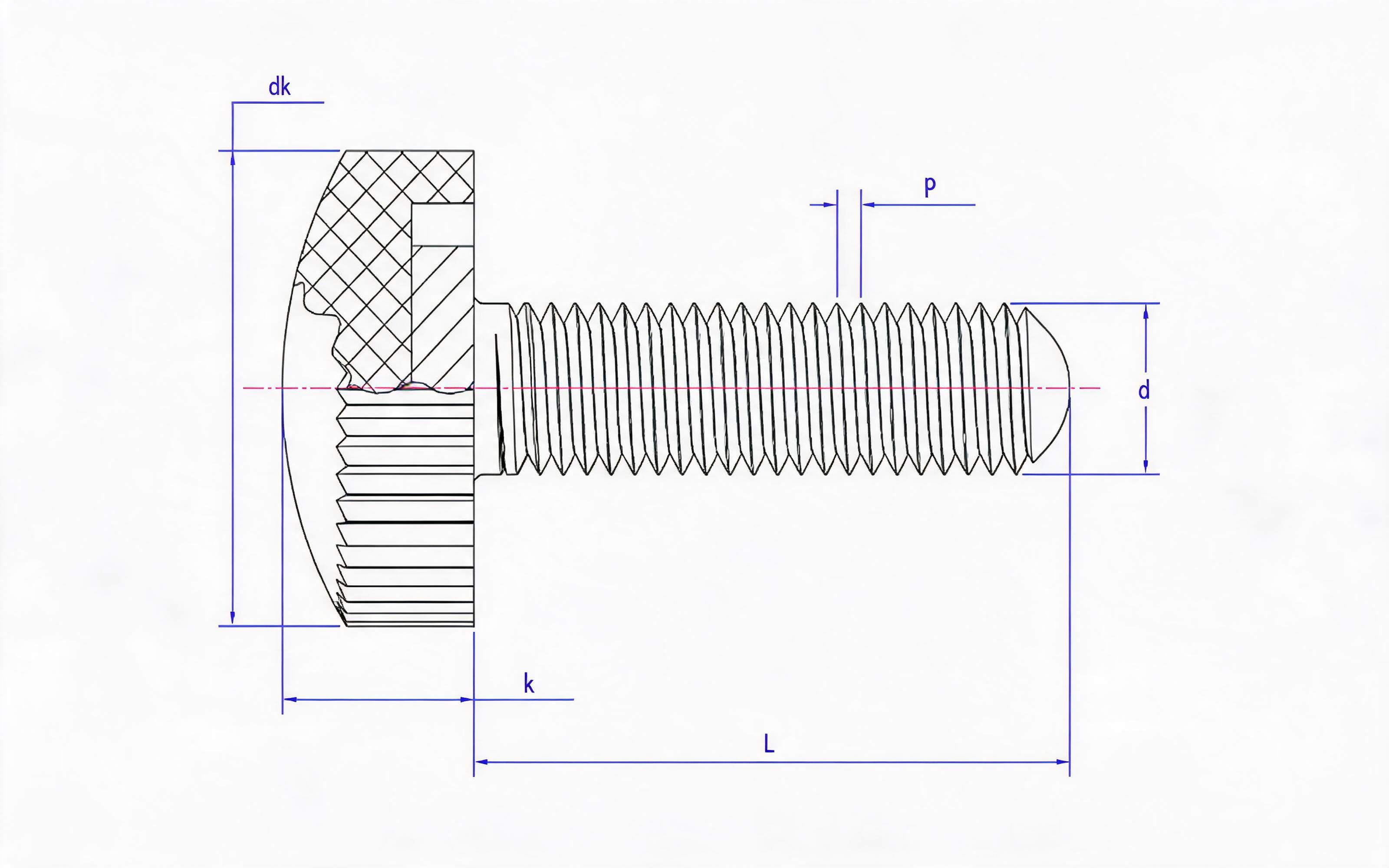 Plastic knurled head screw (Type A) Standard Drawing