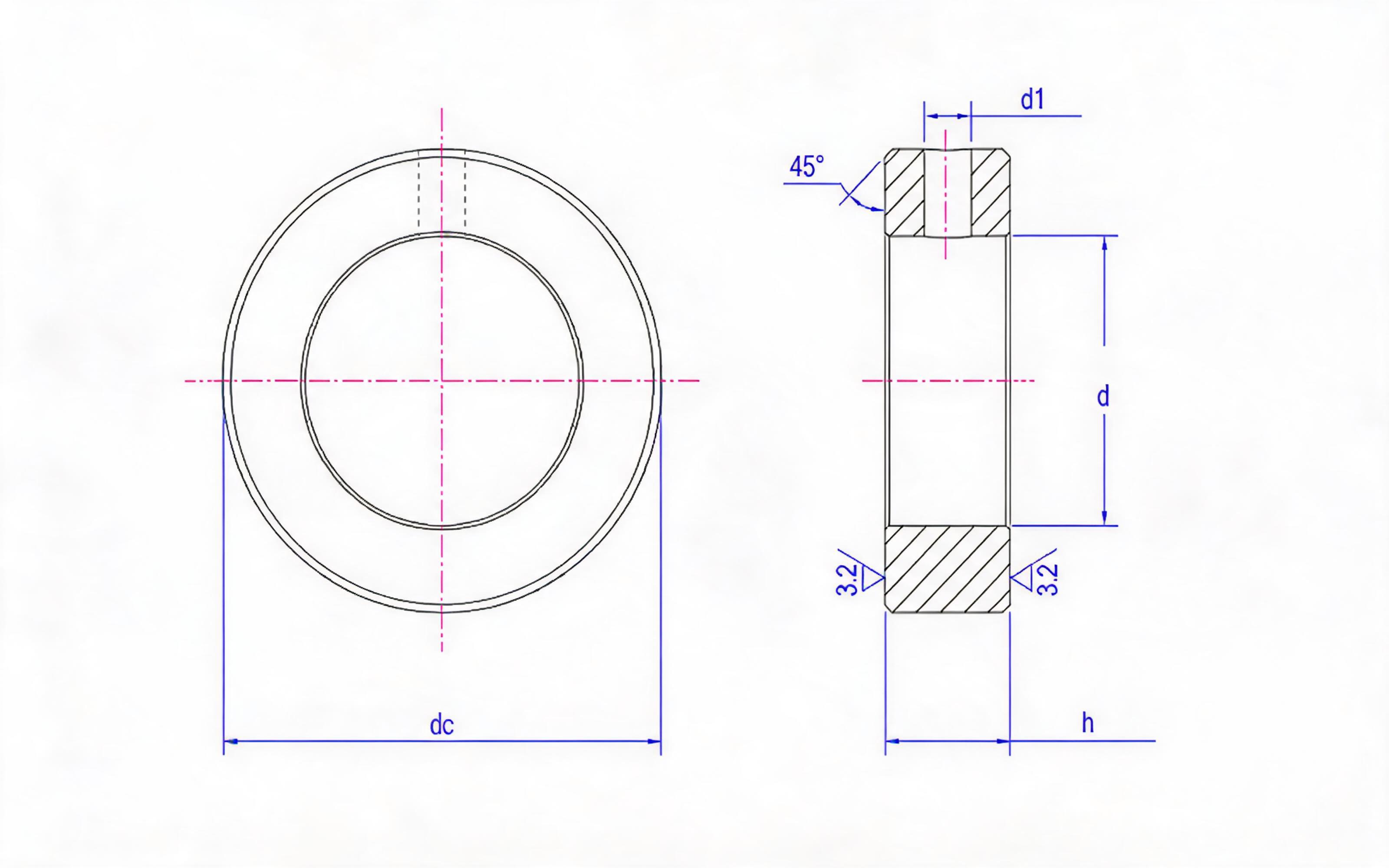Taper pin lock retainer ring Standard Drawing