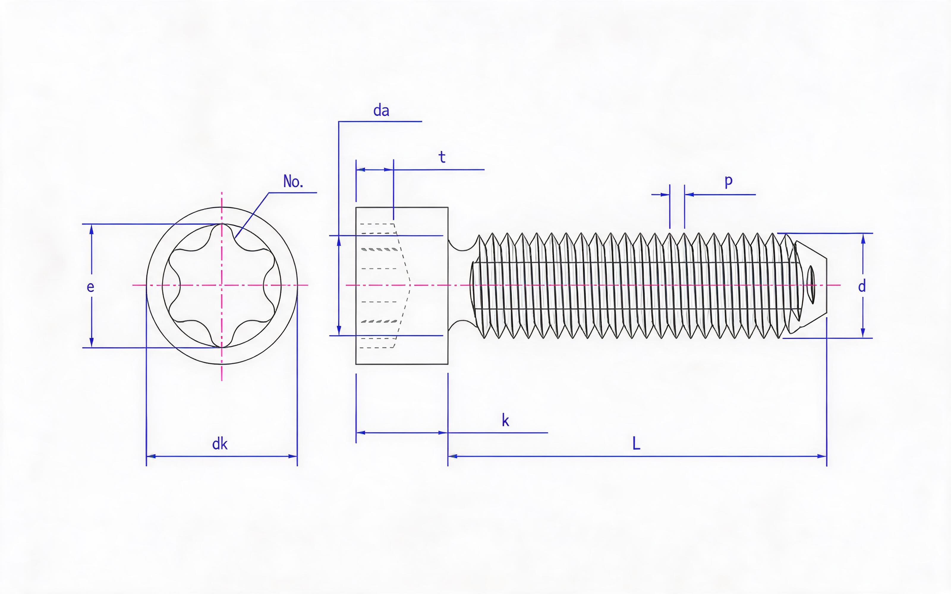 Box head screw Standard Drawing
