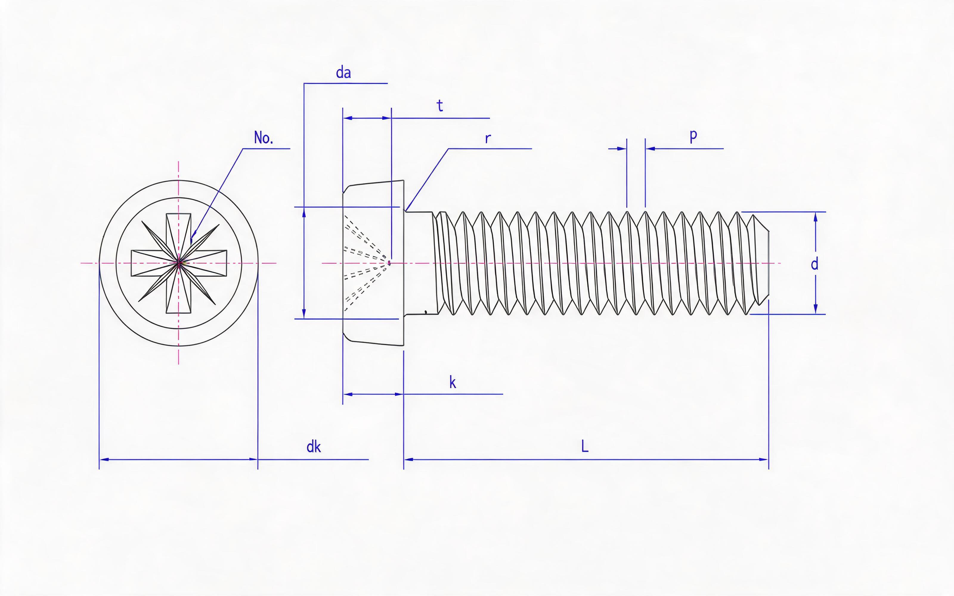 RAISED HEAD SCREW (Z-SLOT) Standard Drawing