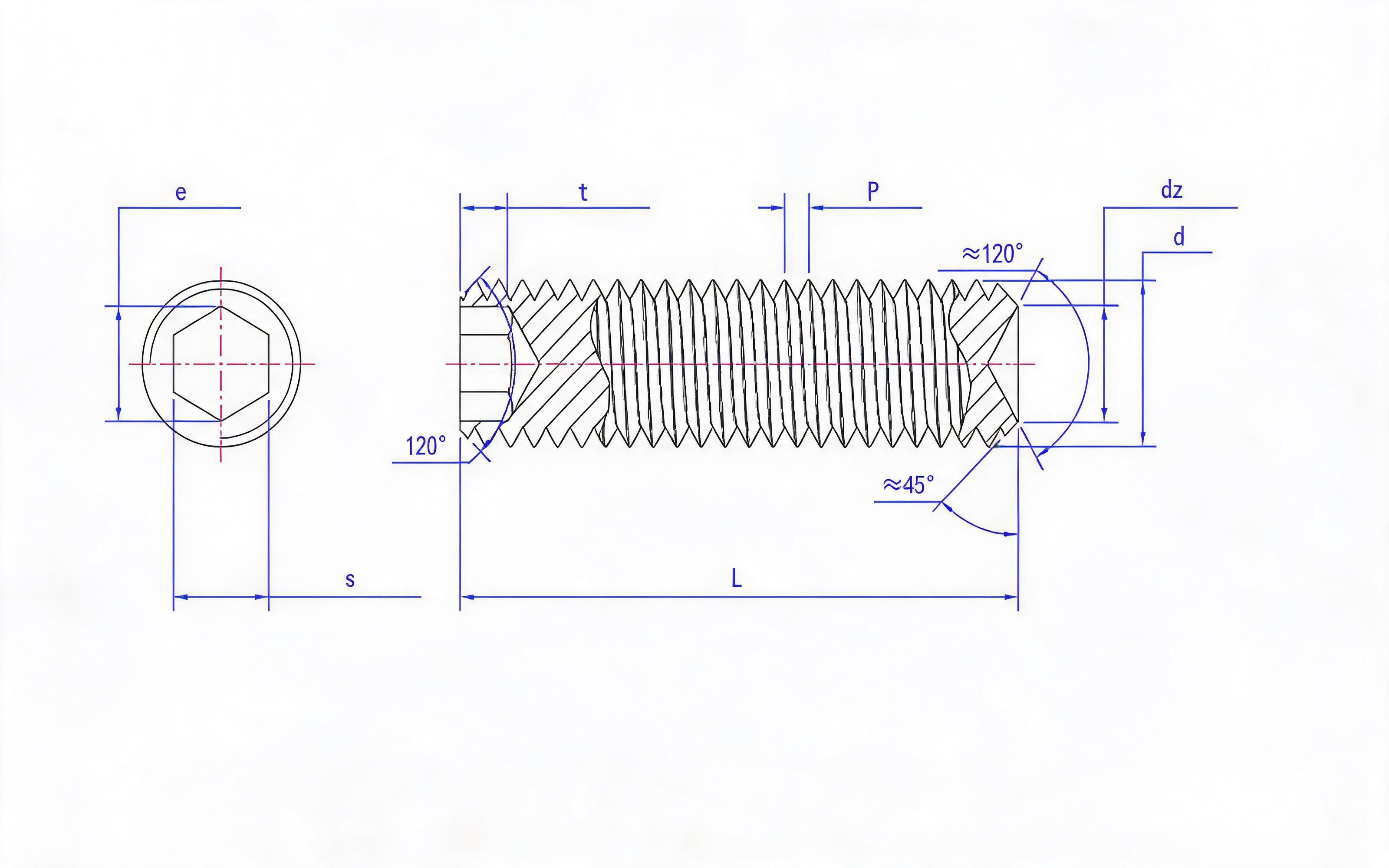SOCKET HEAD RECESS POINT SET SCREW Standard Drawing